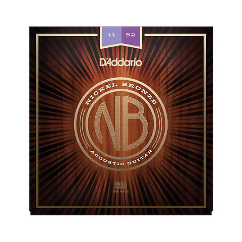 D'Addario NB1152 Nickel Bronze Acoustic Guitar Strings, Custom Light