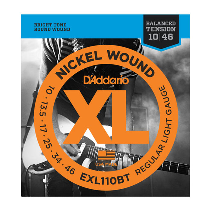 D'Addario EXL110BT Nickel Wound, Balanced Tension Regular Light Guitar Strings, 10-46 Gauge