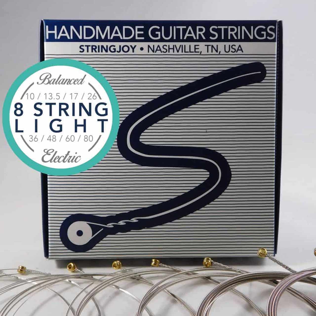 Stringjoy 8 String Balanced Light Gauge (10-80) Nickel Wound Electric Guitar Strings