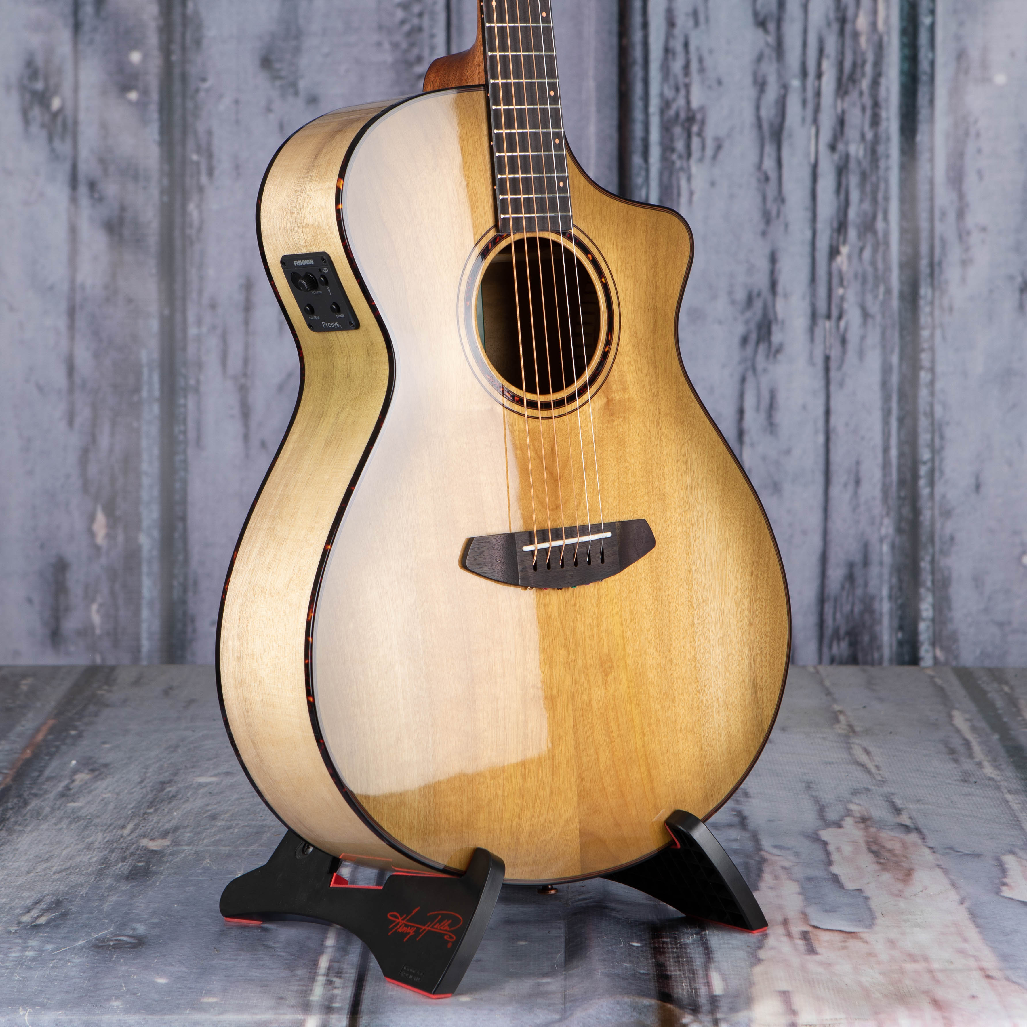 Breedlove Pursuit Exotic S Concert Myrtlewood CE Acoustic/Electric Guitar, Sweetgrass, angle