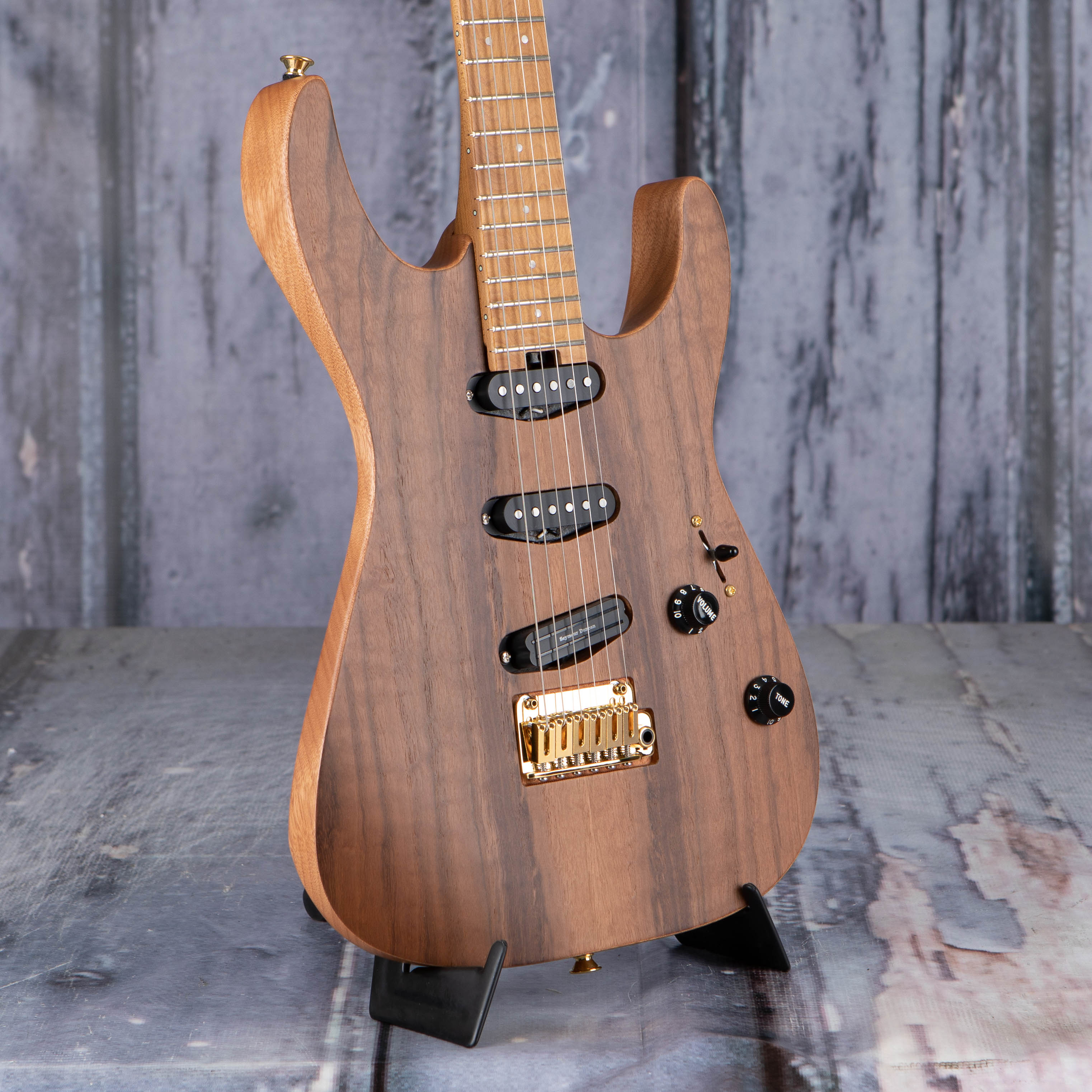 Charvel Pro-Mod DK22 SSS 2PT CM Mahogany With Walnut Electric Guitar, Natural, angle