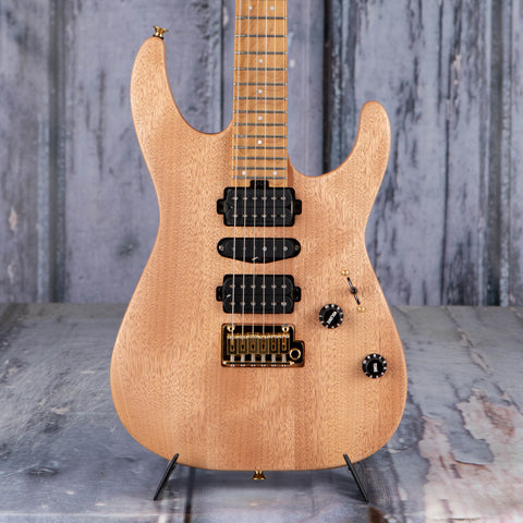 Charvel Pro-Mod DK24 HSH 2PT CM Mahogany Electric Guitar, Natural, front closeup