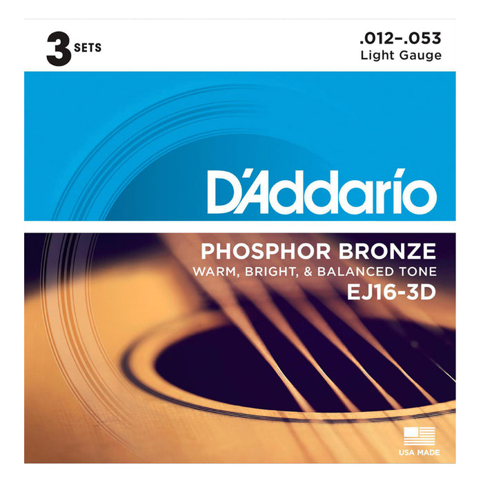 D'Addario EJ16 Phosphor Bronze Light - 3 set pack