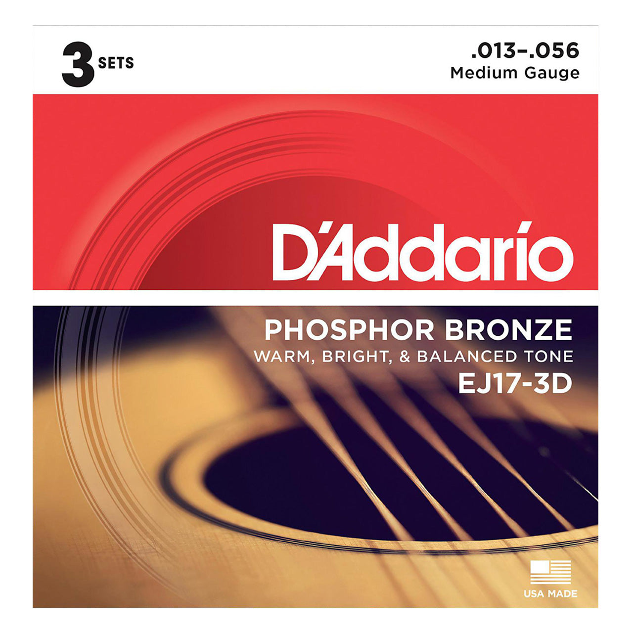 D'Addario EJ17 Phosphor Bronze Medium 3 set pack