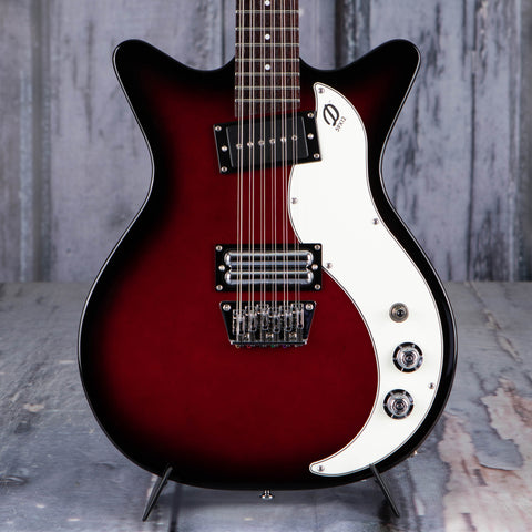 Danelectro 59X12 12-String Electric Guitar, Red Burst, front closeup