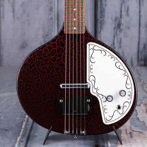 Danelectro Baby Electric Sitar, Red Crackle, front closeup