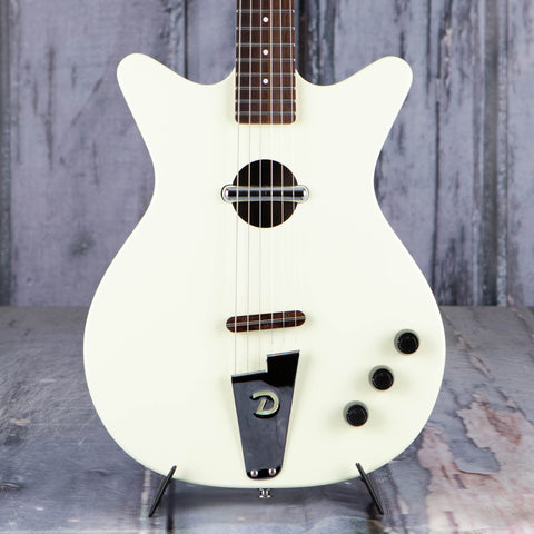 Danelectro Convertible Acoustic/Electric Guitar, Cream, front closeup