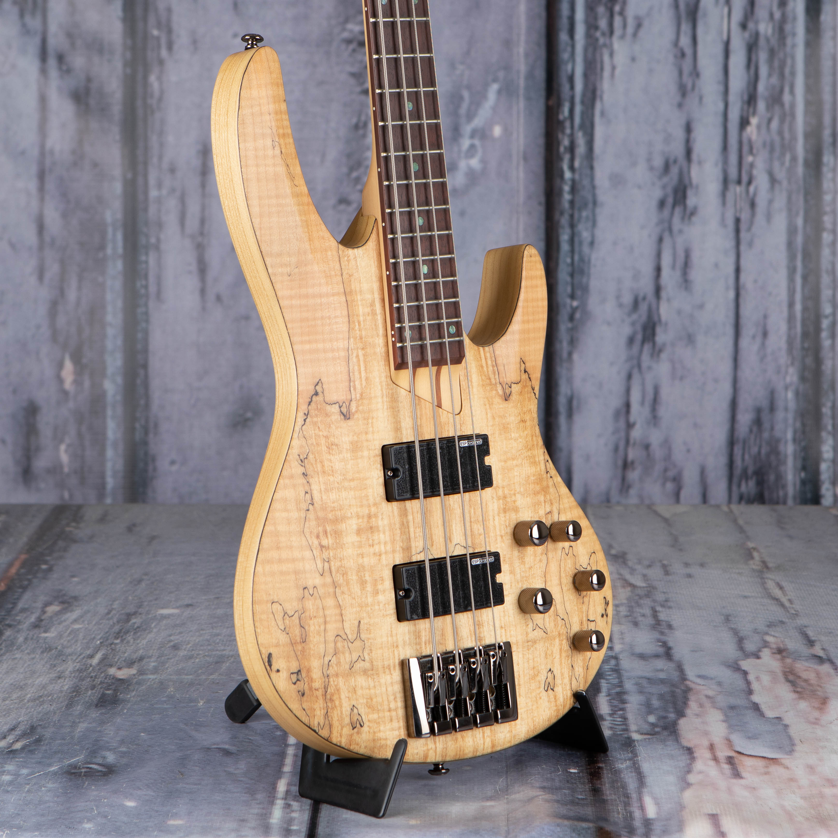 ESP LTD B-204SM Electric Bass Guitar, Natural Satin, angle