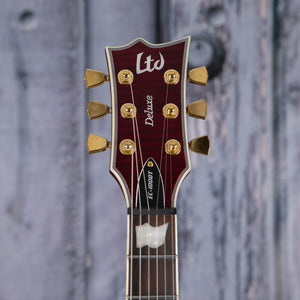 ESP LTD EC-1000T CTM Deluxe Electric Guitar, See-Thru Black Cherry, front headstock