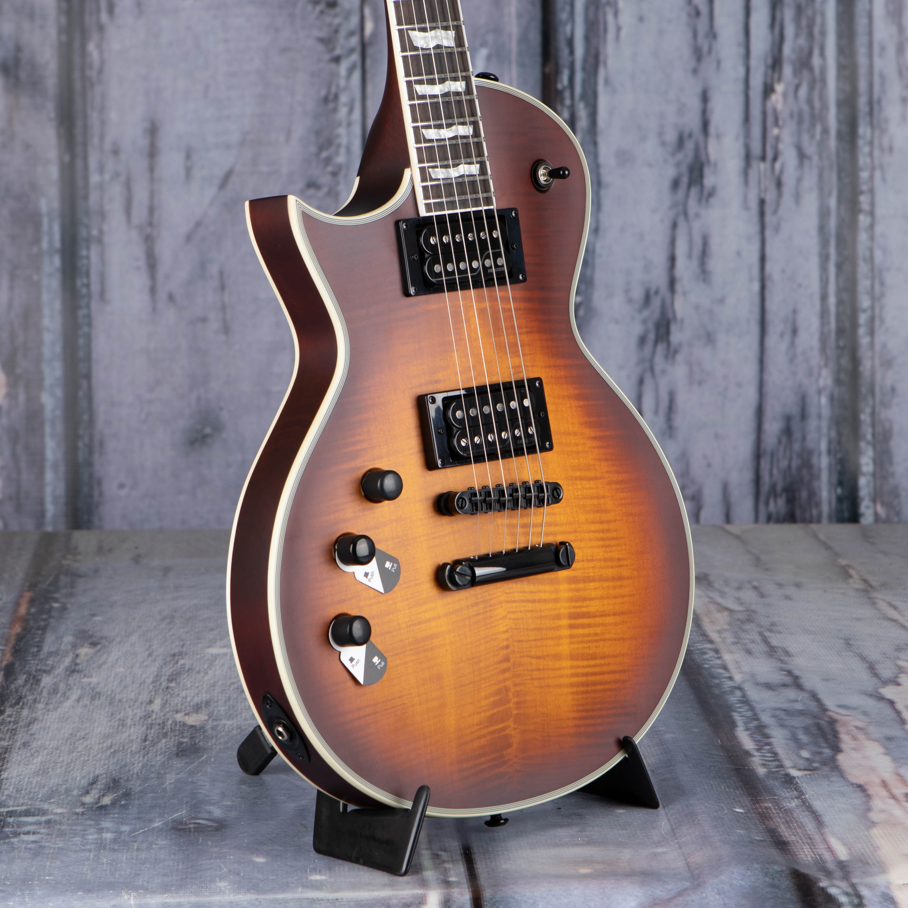 ESP LTD EC-1000T CTM Left-Handed Electric Guitar, Tobacco Sunburst Satin, back closeup