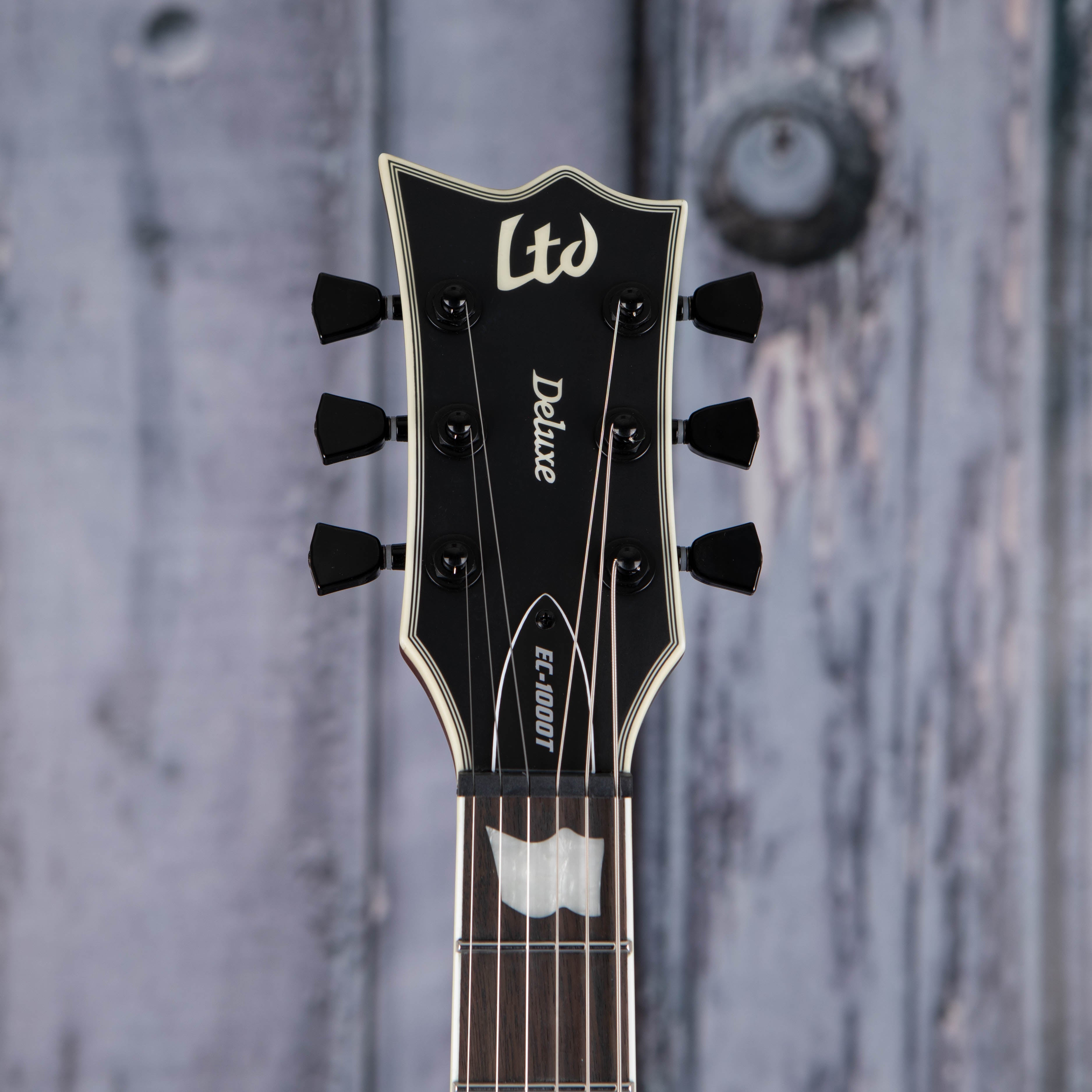 ESP LTD EC-1000T CTM Left-Handed Electric Guitar, Tobacco Sunburst Satin, front headstock