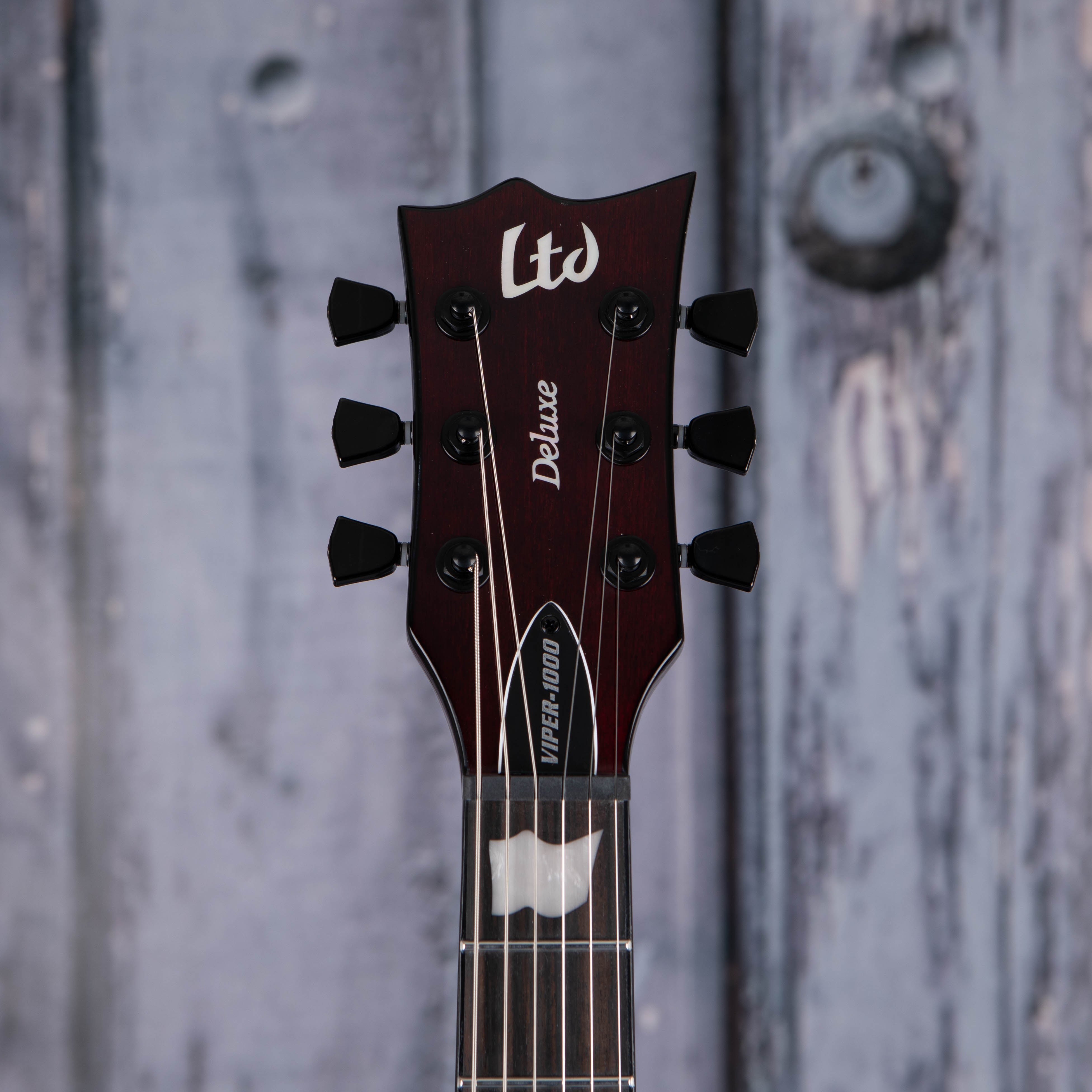 ESP LTD Viper-1000M Electric Guitar, See Thru Black Cherry, front headstock