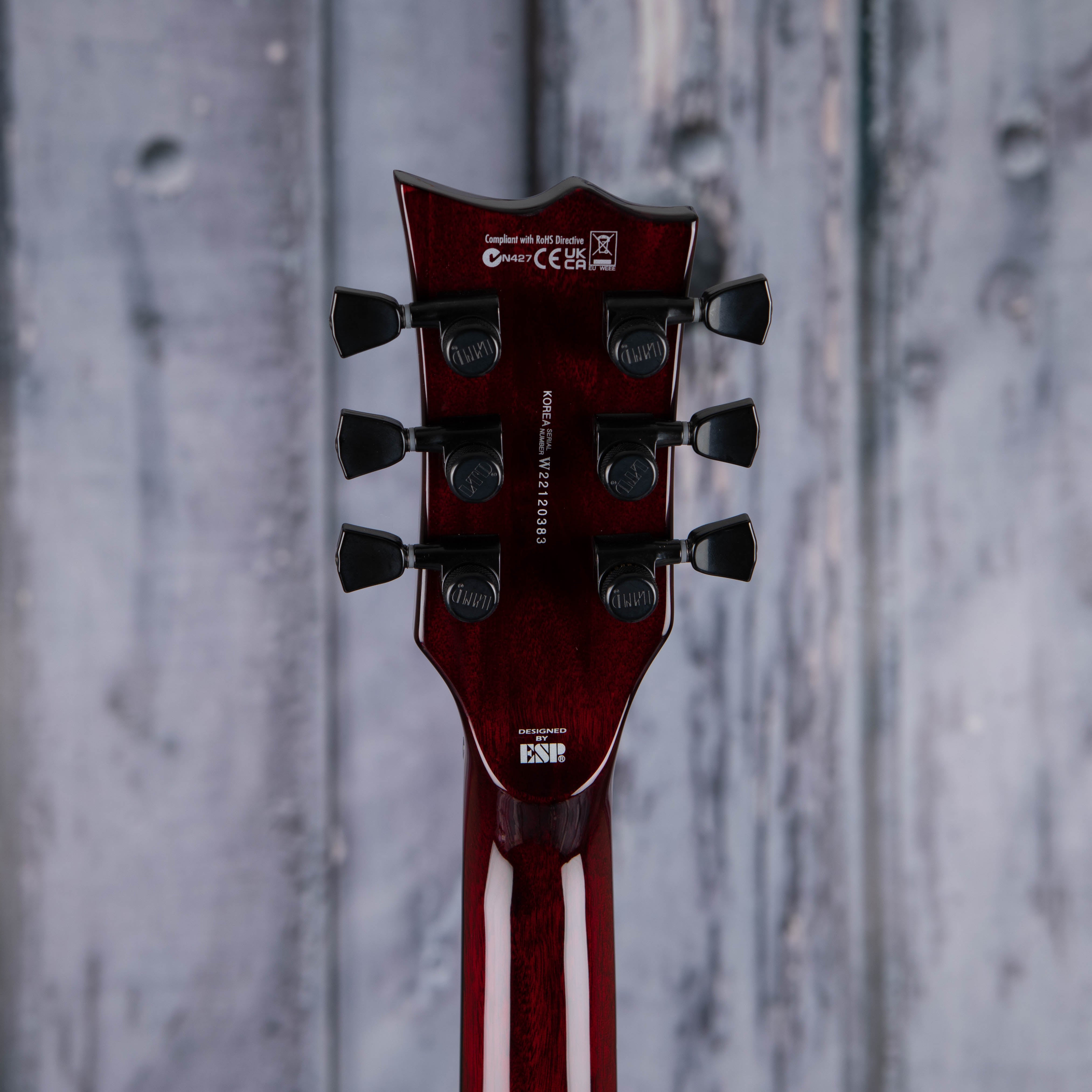 ESP LTD Viper-1000M Electric Guitar, See Thru Black Cherry, back headstock