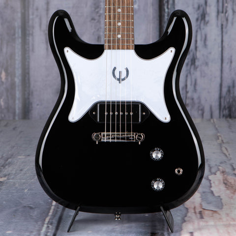 Epiphone Coronet Electric Guitar, Ebony, front closeup
