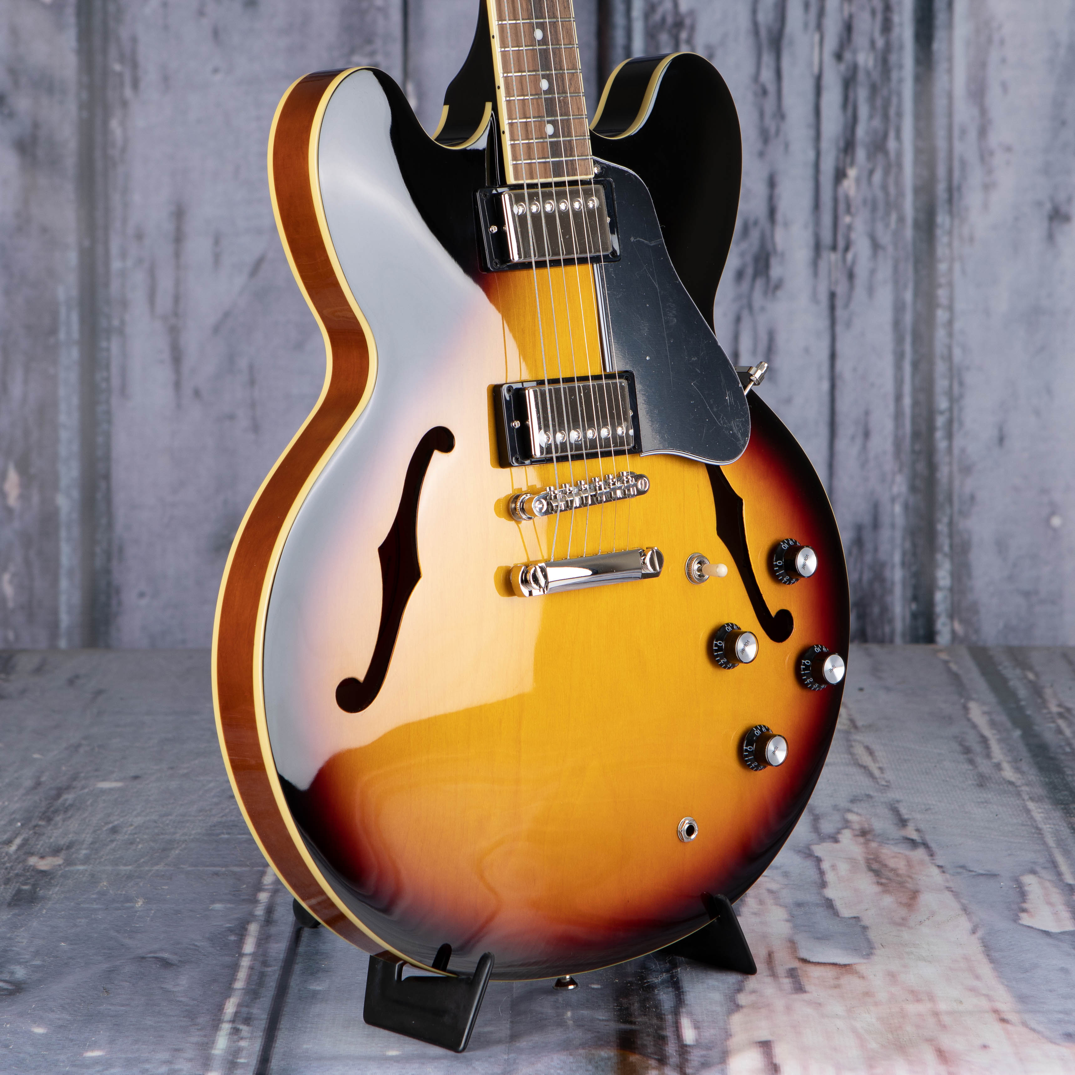 Epiphone ES-335 Semi-Hollowbody Guitar, Vintage Sunburst, angle