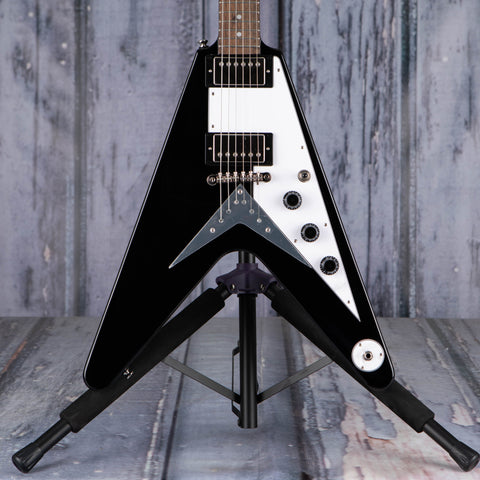 Epiphone Flying V Electric Guitar, Ebony, front closeup