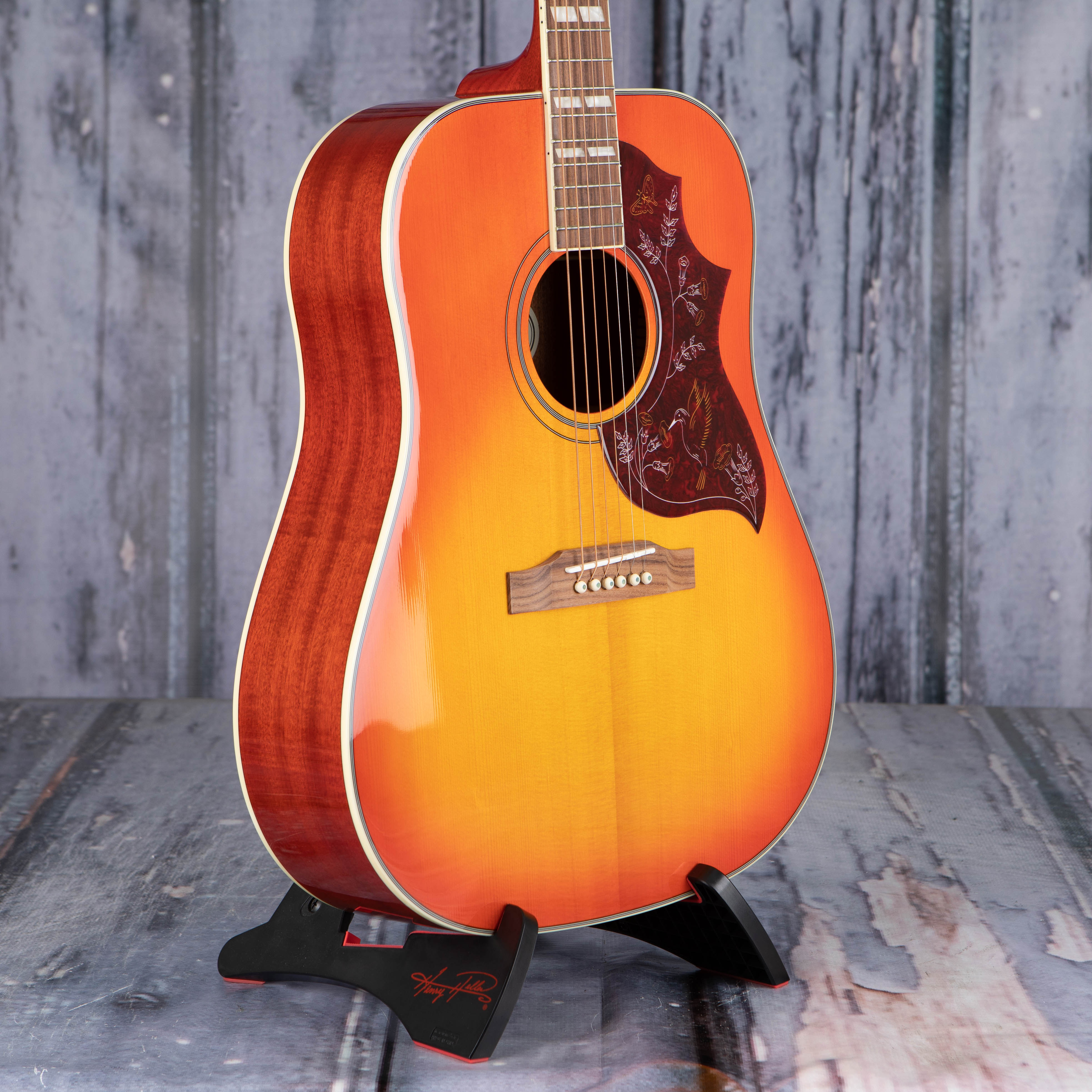 Epiphone Hummingbird Pro Acoustic/Electric Guitar, Faded Cherry Sunburst, angle
