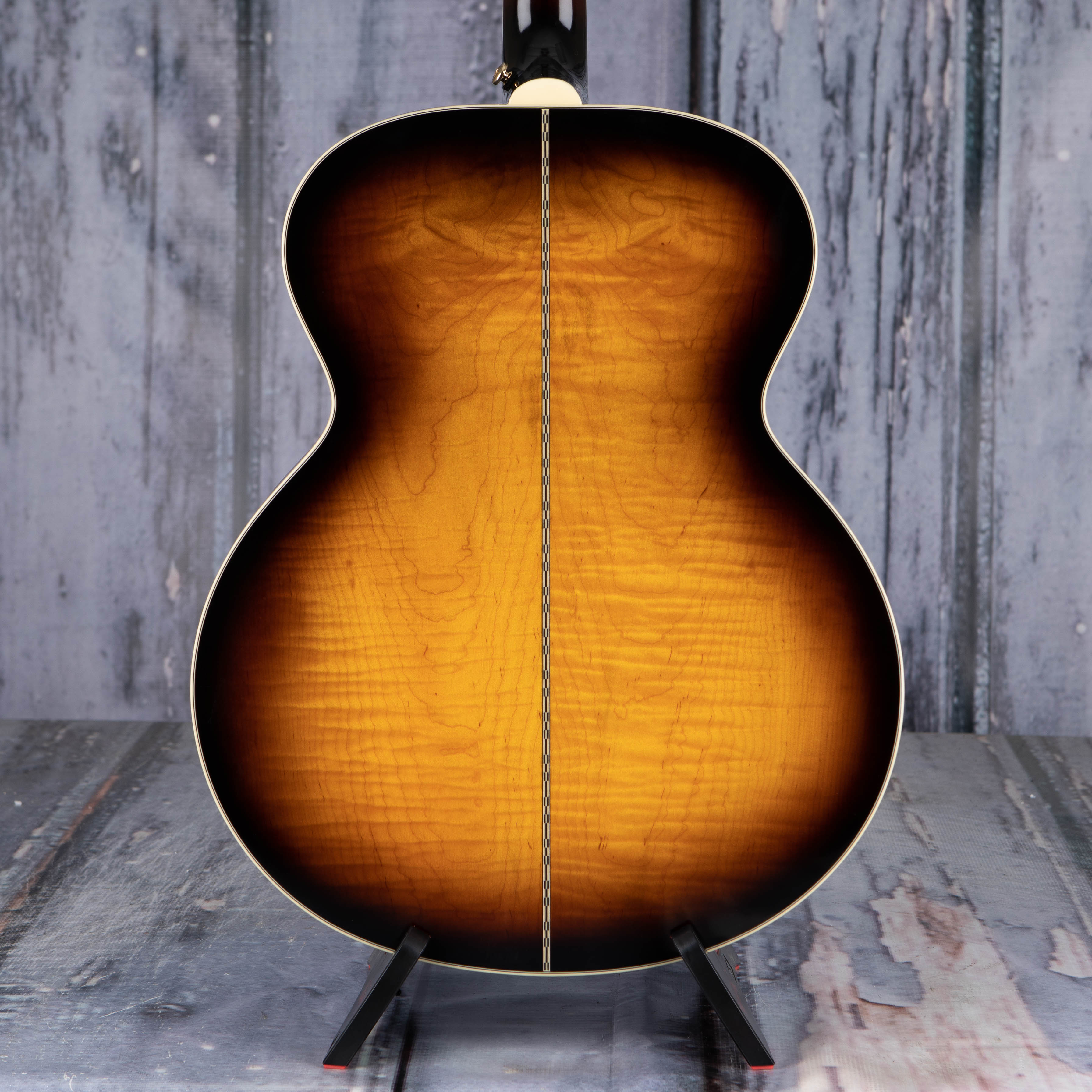 Epiphone J-200 Acoustic/Electric Guitar, Aged Vintage Sunburst Gloss, back closeup