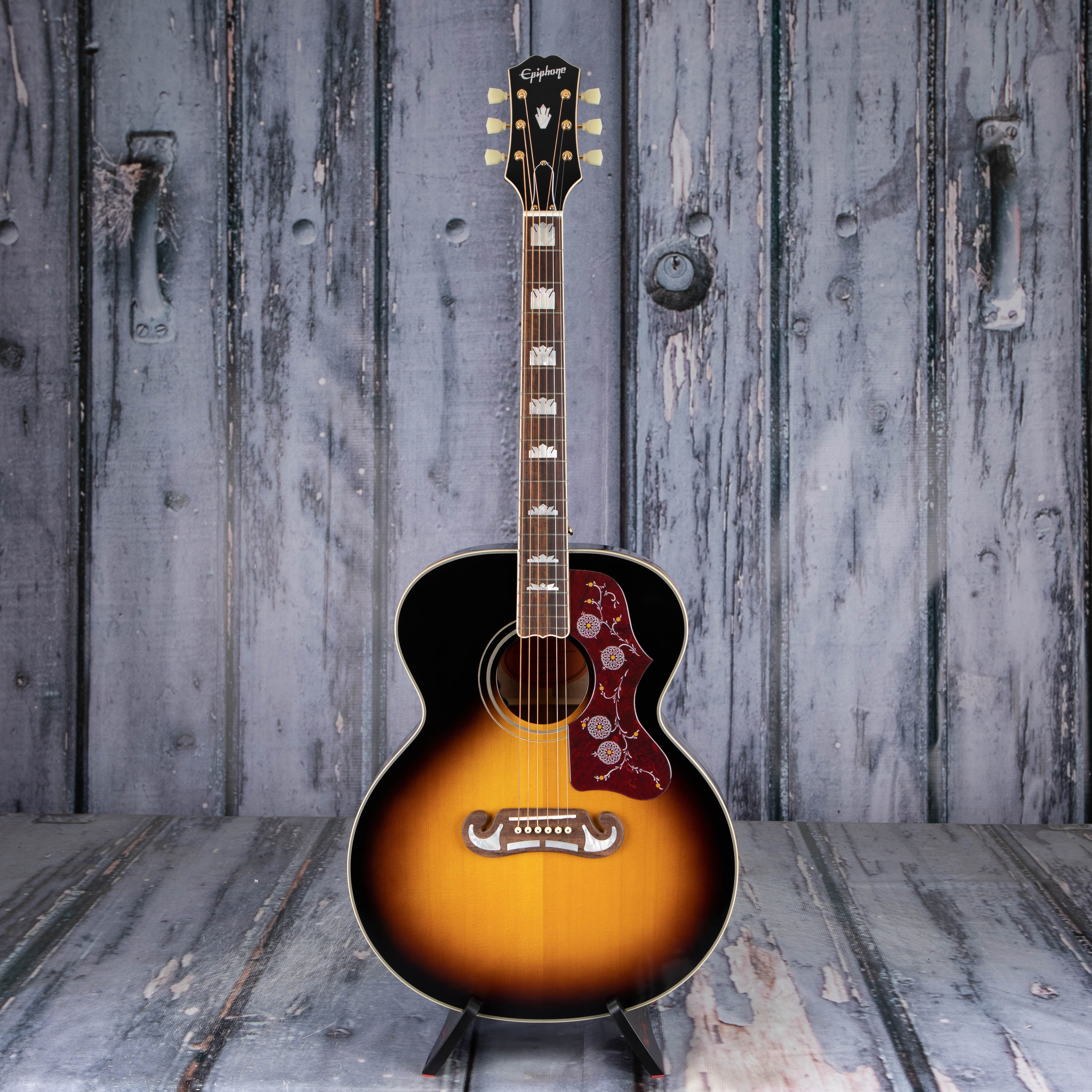 Epiphone J-200 Acoustic/Electric Guitar, Aged Vintage Sunburst Gloss, front