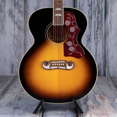 Epiphone J-200 Acoustic/Electric Guitar, Aged Vintage Sunburst Gloss, front closeup