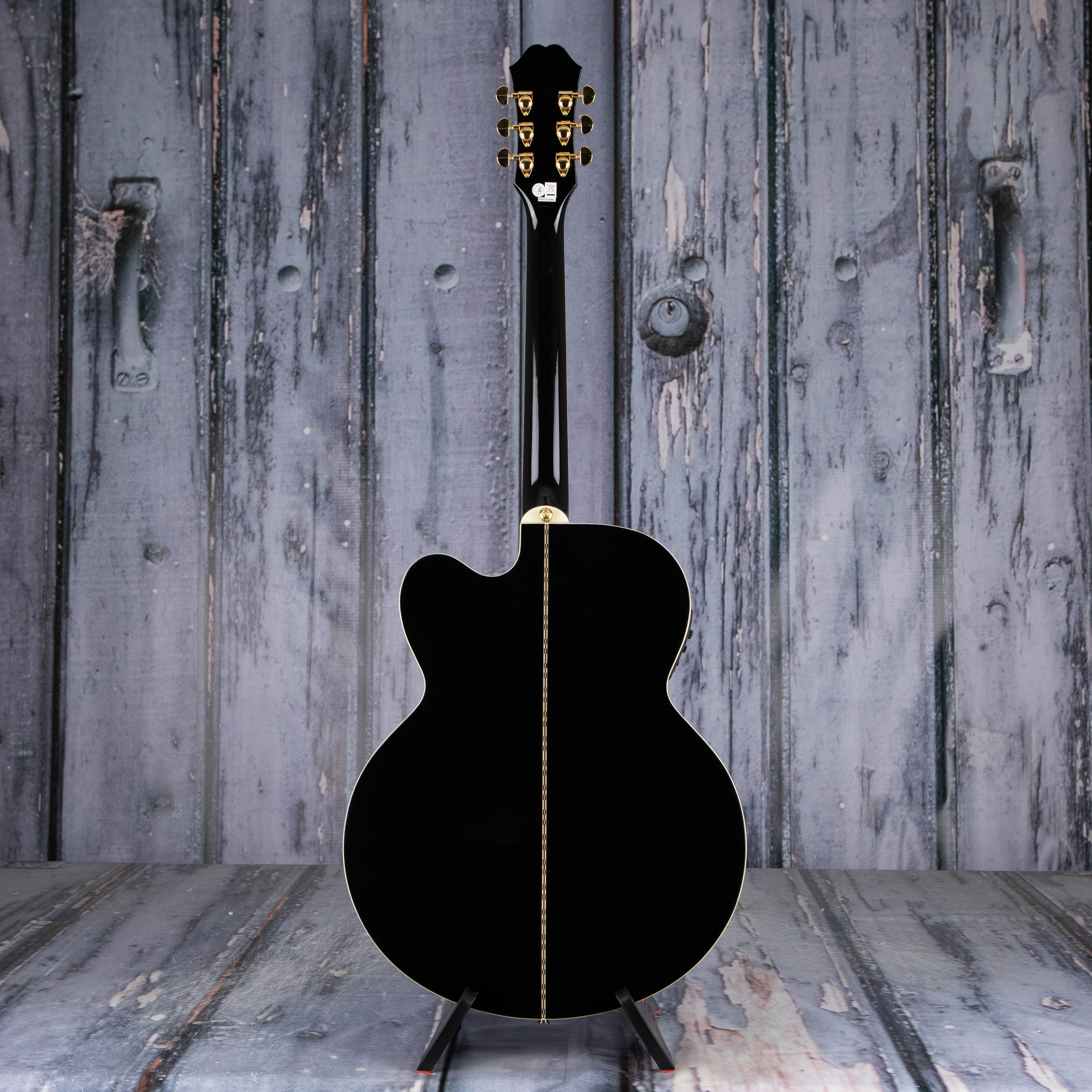 Epiphone J-200 EC Studio Acoustic/Electric Guitar, Black, back