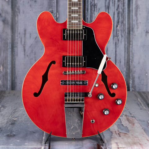 Epiphone Joe Bonamassa 1962 ES-335 Semi-Hollowbody Guitar, Sixties Cherry, front closeup