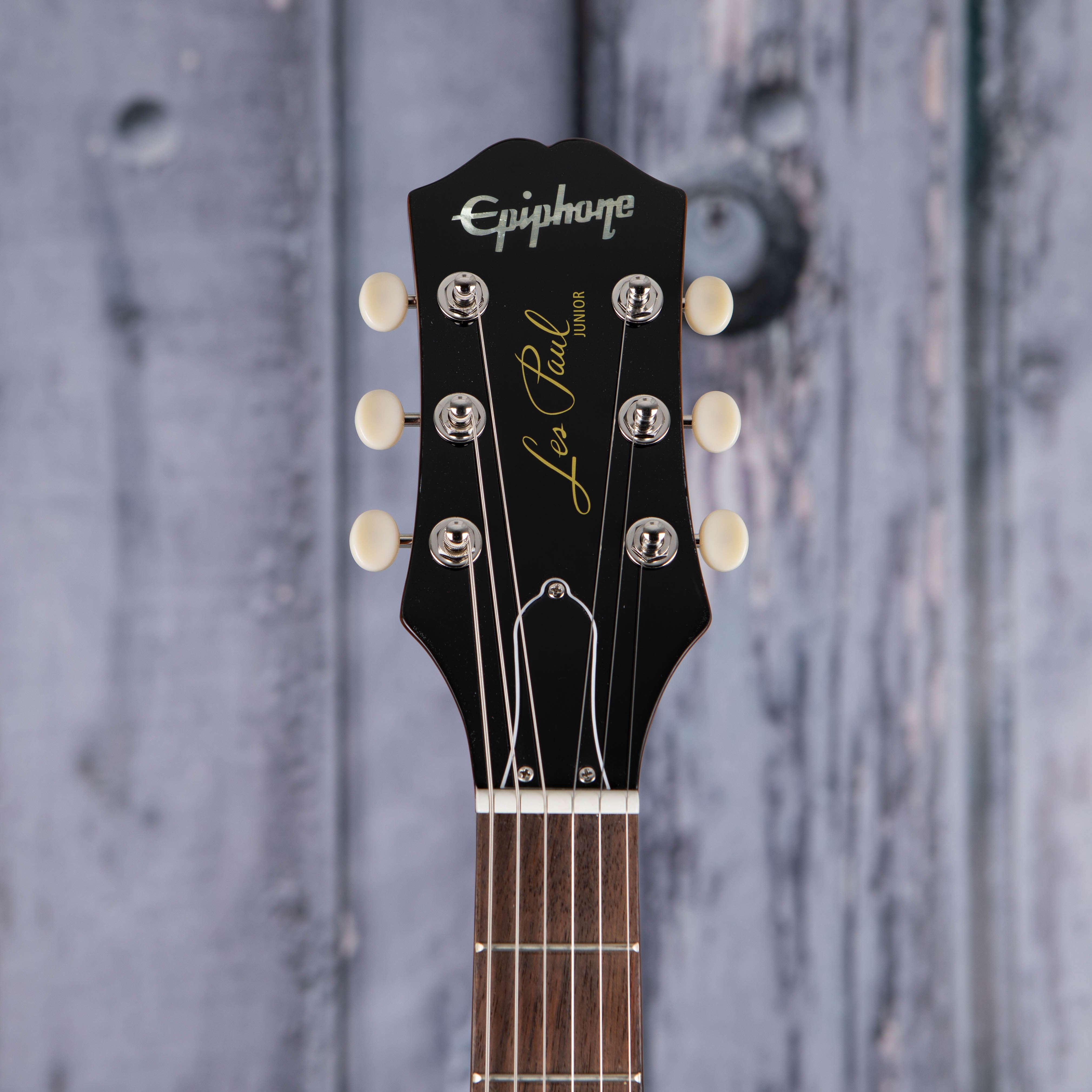 Epiphone Les Paul Junior Electric Guitar, Tobacco Burst, front headstock