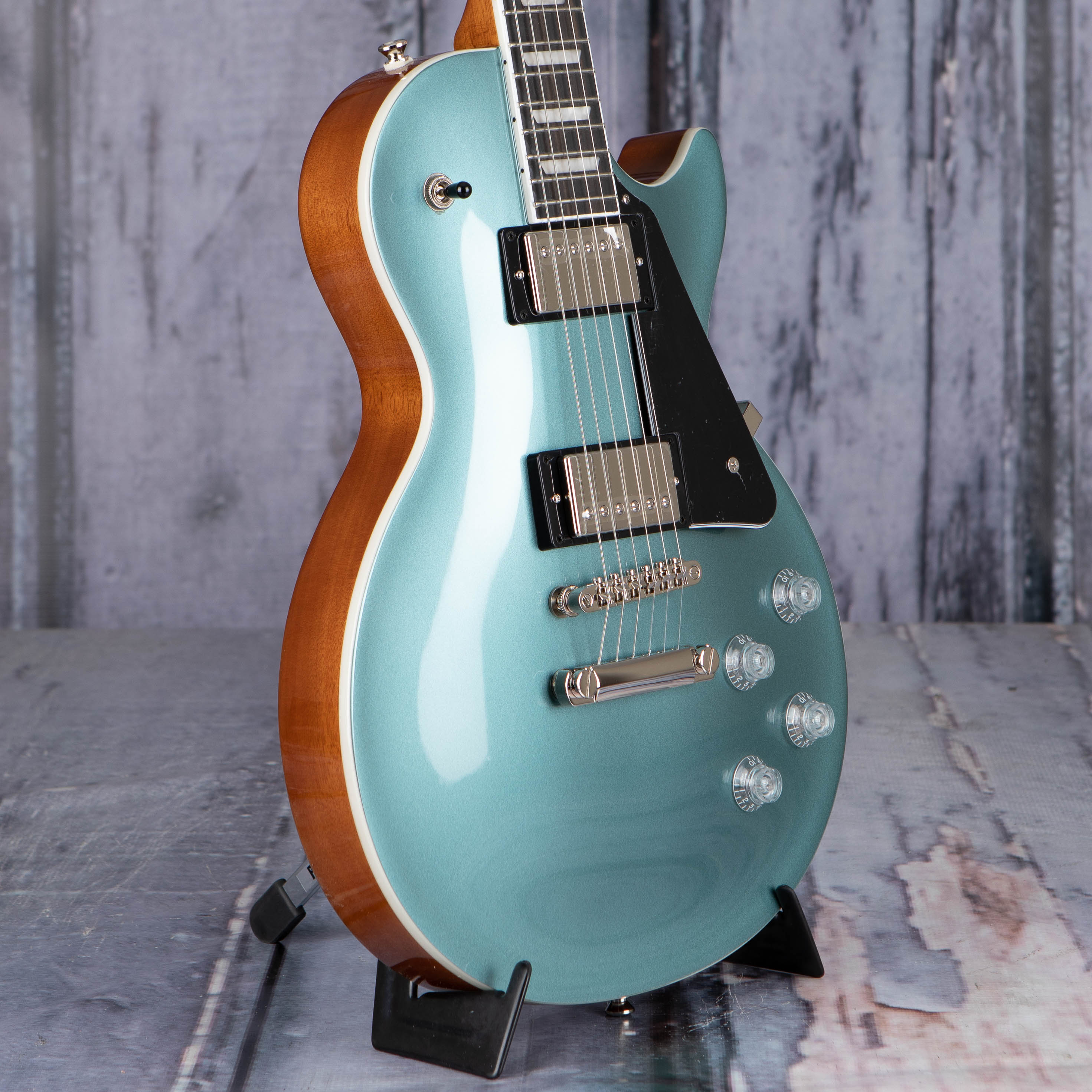 Epiphone Les Paul Modern Electric Guitar, Faded Pelham Blue, angle