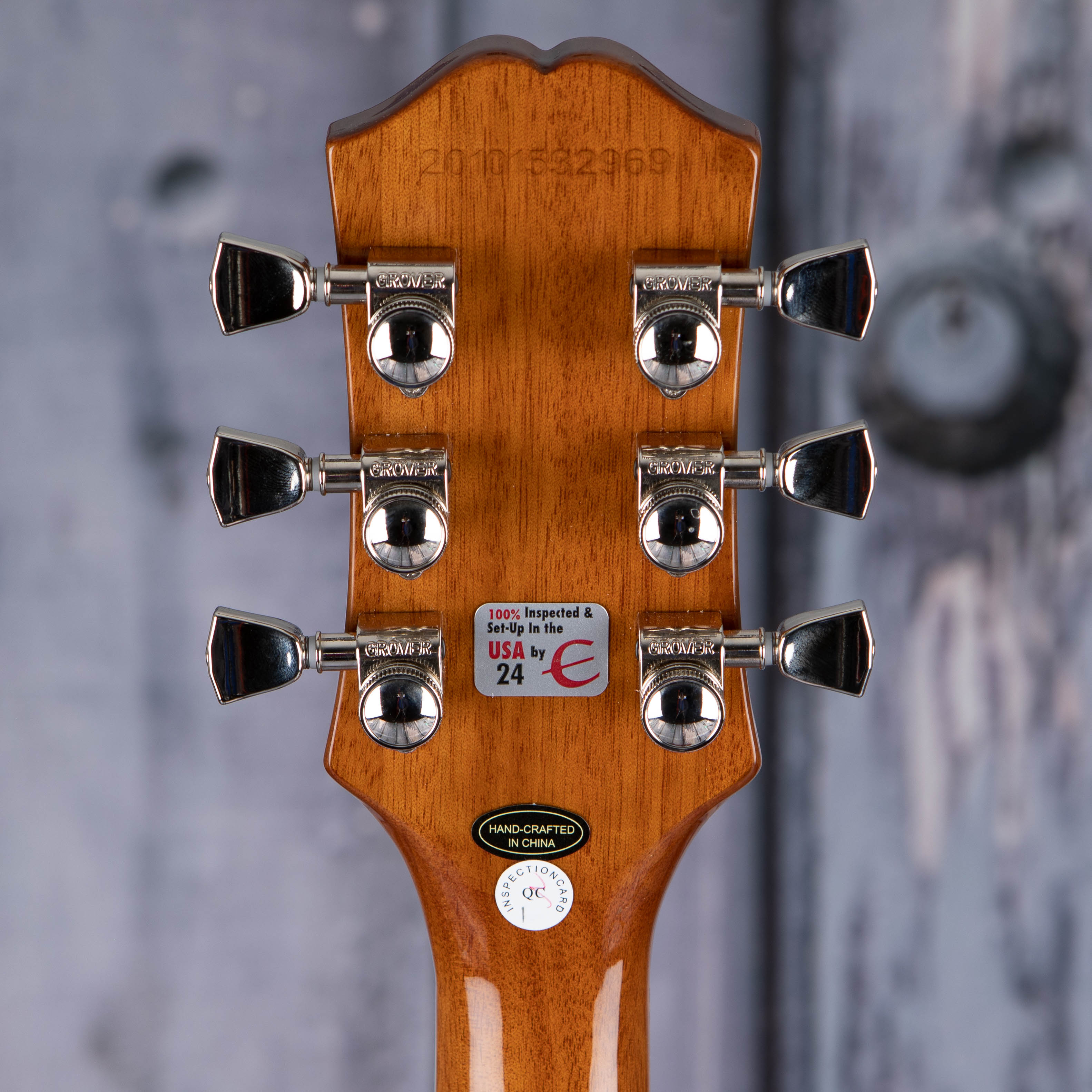 Epiphone Les Paul Modern Electric Guitar, Faded Pelham Blue, back headstock