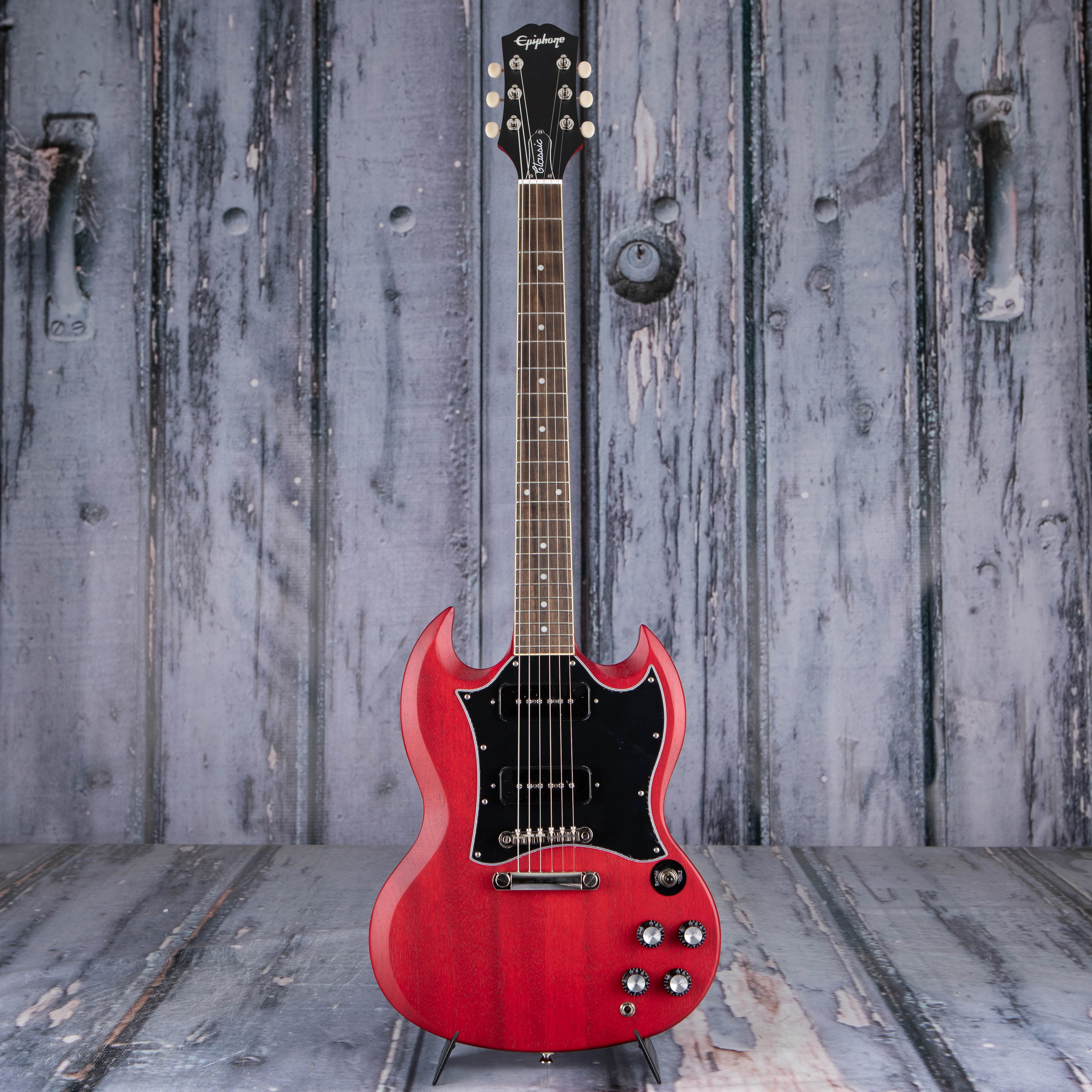 Epiphone SG Classic Worn P-90s Electric Guitar, Worn Cherry, front