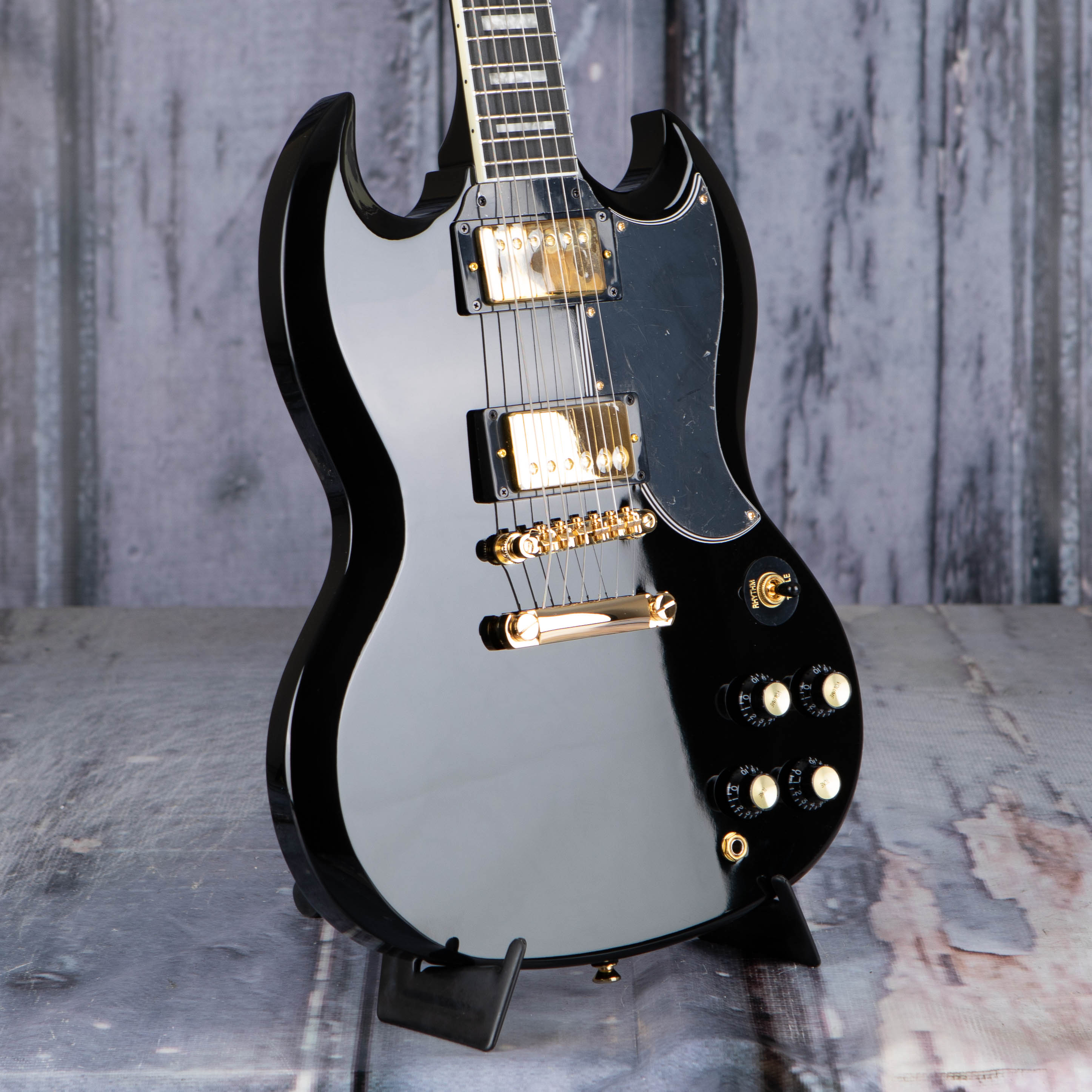 Epiphone SG Custom Electric Guitar, Ebony, angle