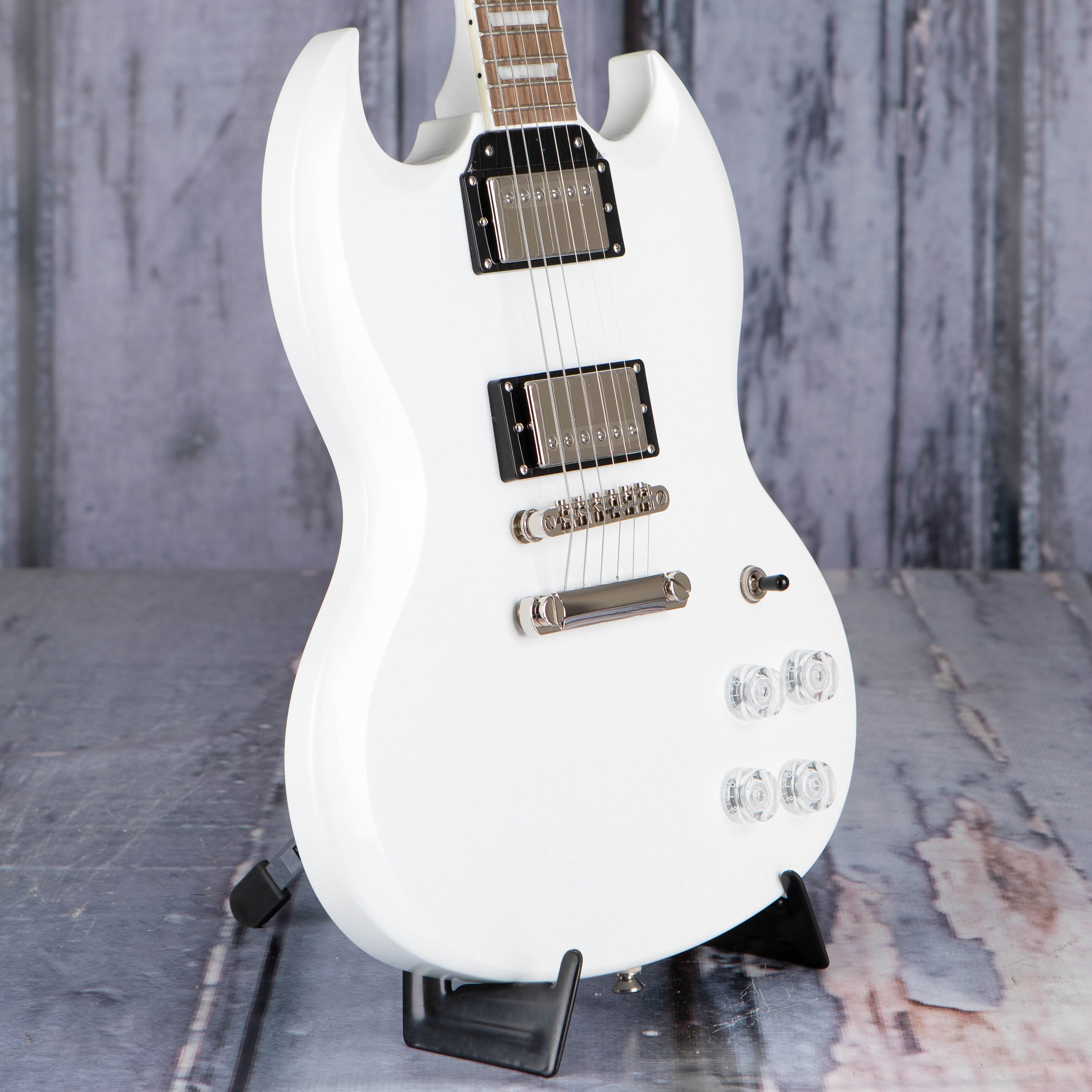 Epiphone SG Muse Electric Guitar, Pearl White Metallic, angle