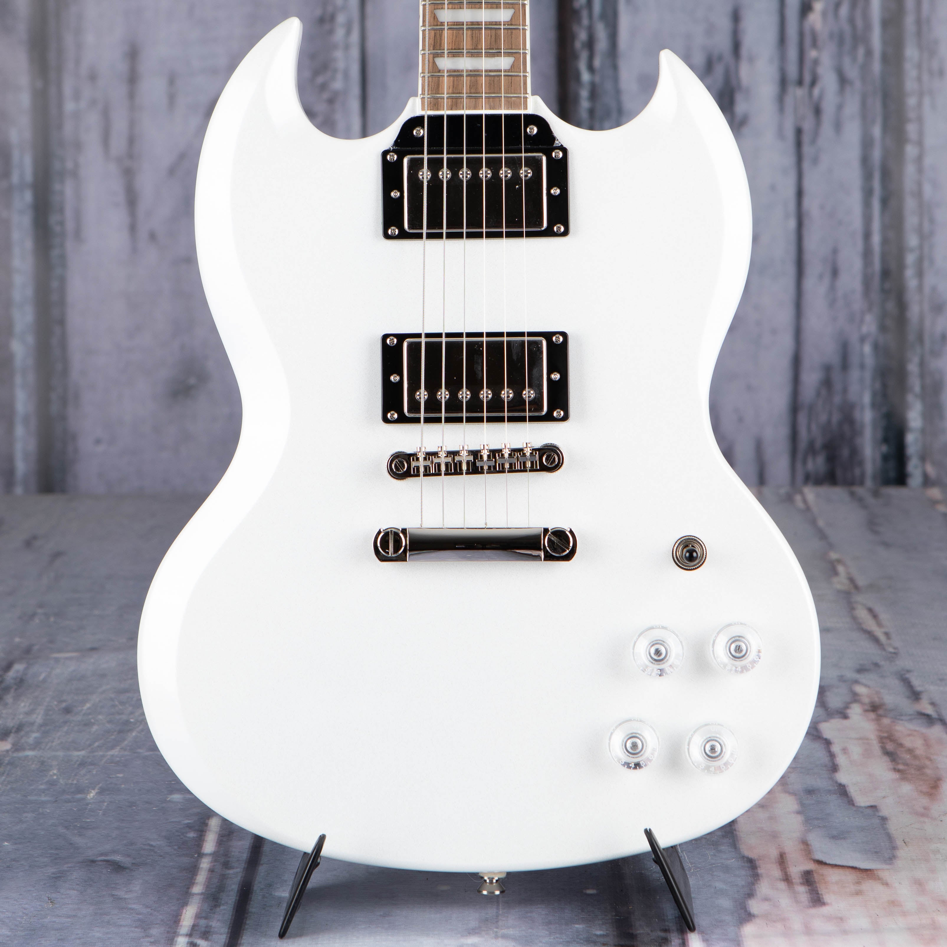 Epiphone SG Muse Electric Guitar, Pearl White Metallic, front closeup