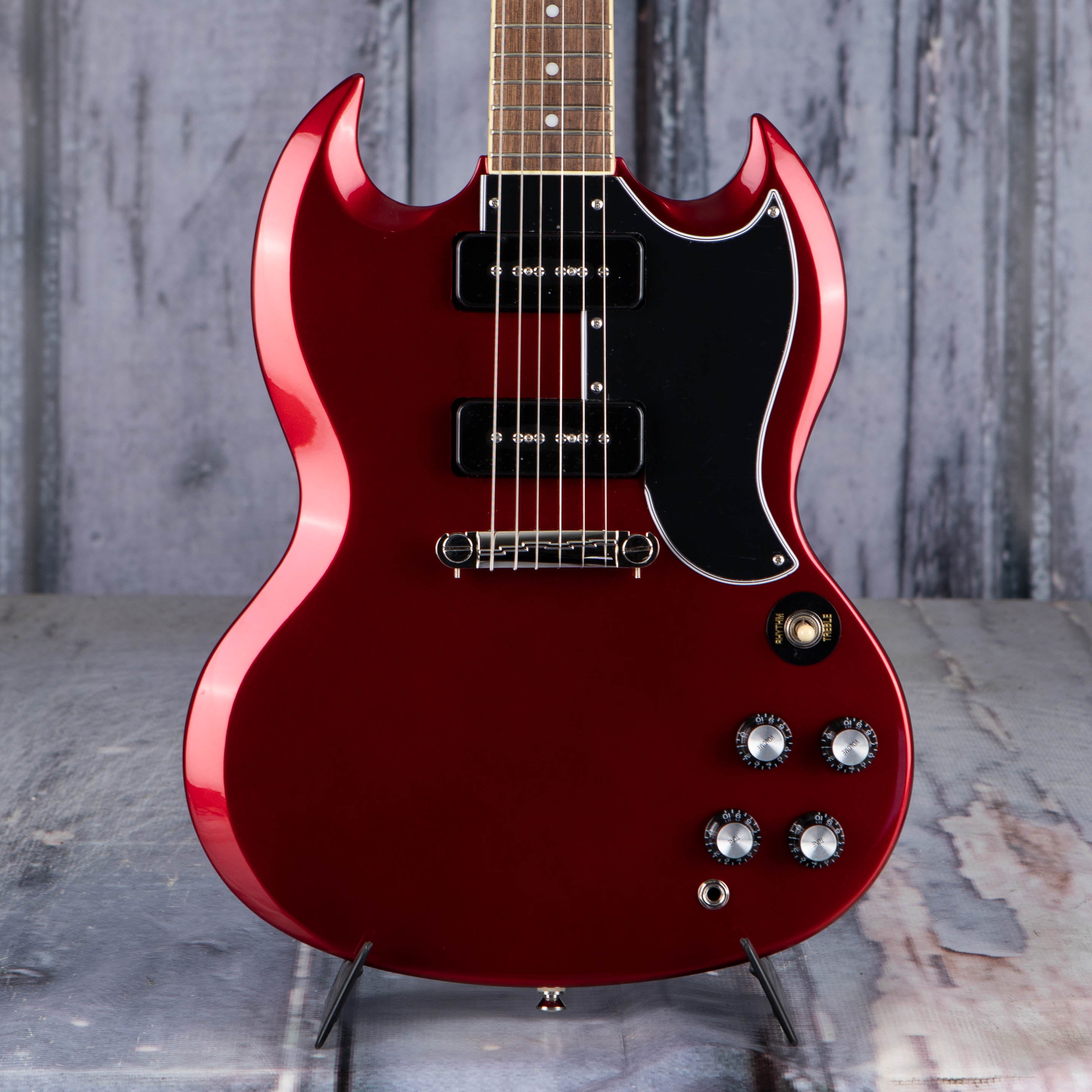 Epiphone SG Special P-90 Electric Guitar, Sparkling Burgundy, front closeup