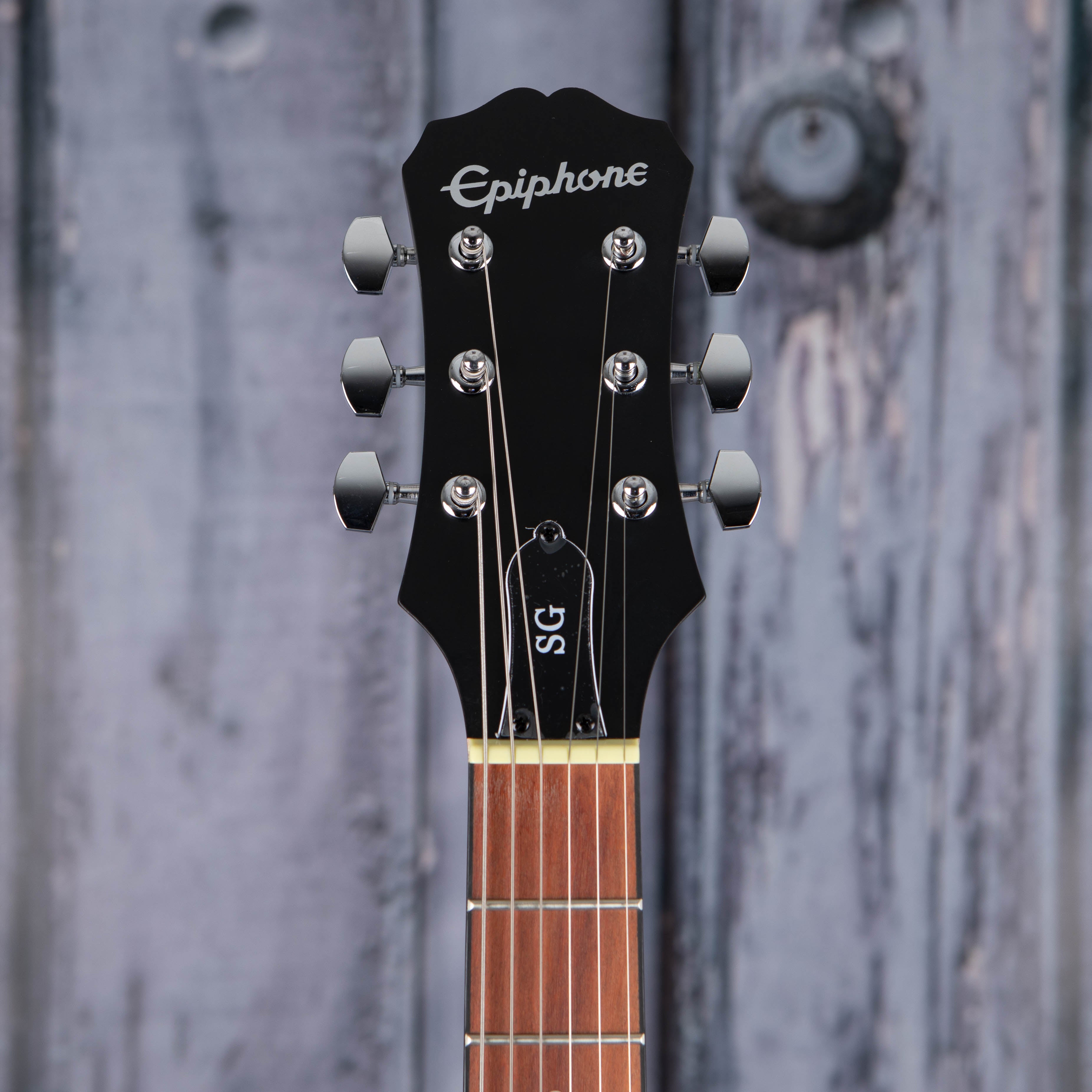 Epiphone SG Special VE Electric Guitar, Ebony, front headstock