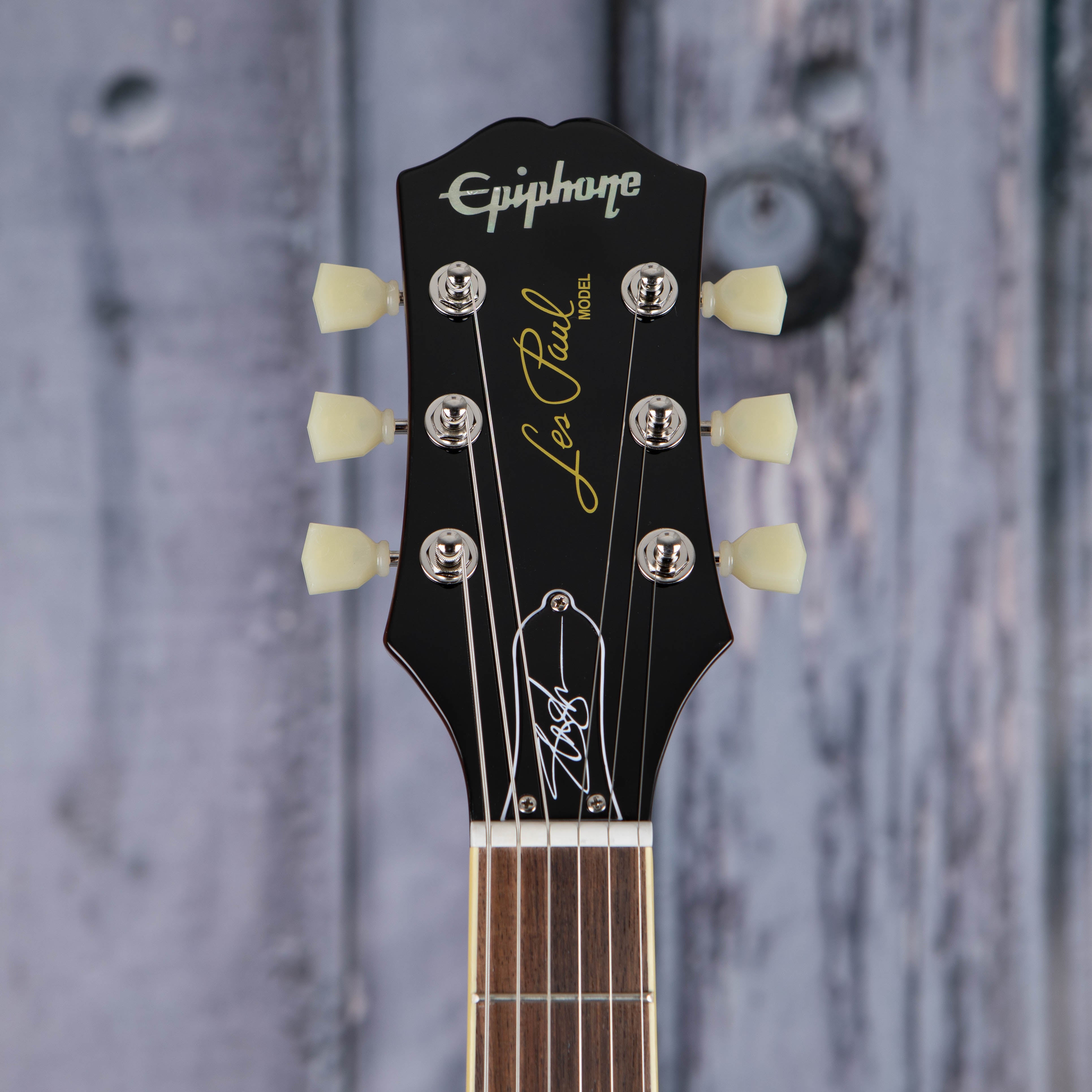 Epiphone Slash Les Paul Standard Electric Guitar, Anaconda Burst, front headstock