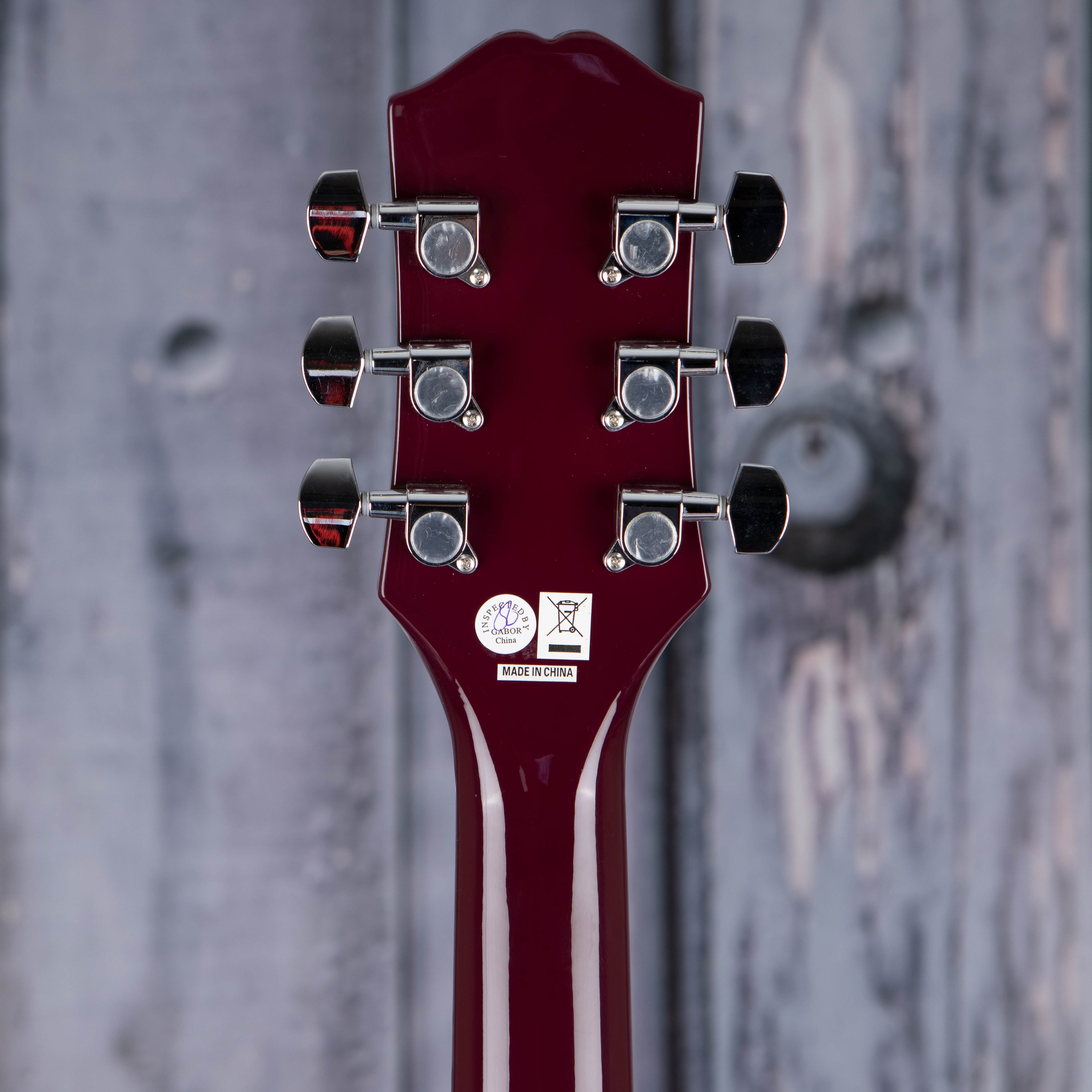 Epiphone Starling Acoustic Guitar, Hot Pink Pearl, back headstock