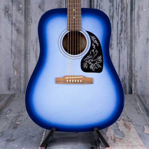 Epiphone Starling Acoustic Guitar, Starlight Blue, front closeup