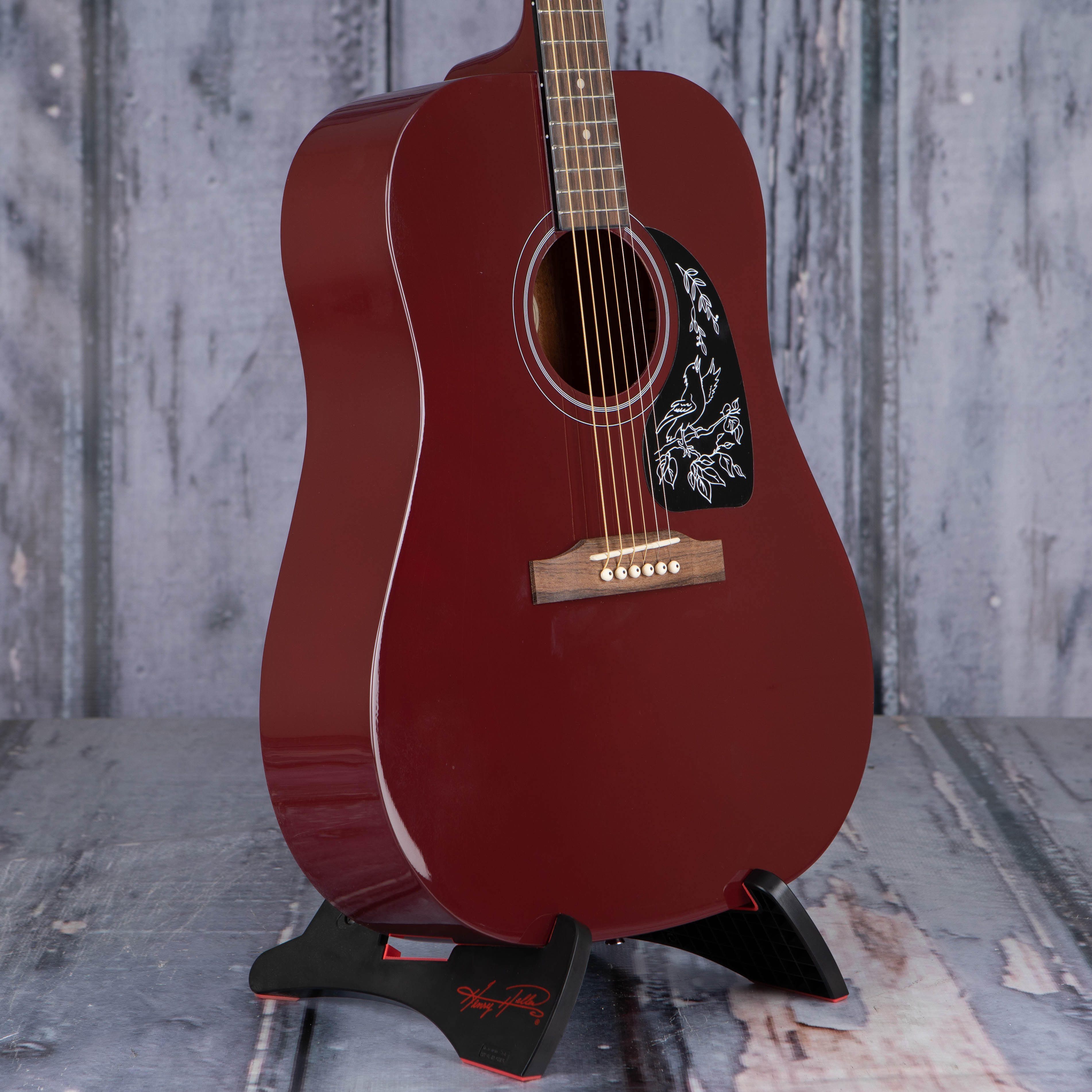 Epiphone Starling Acoustic Guitar, Wine Red, angle