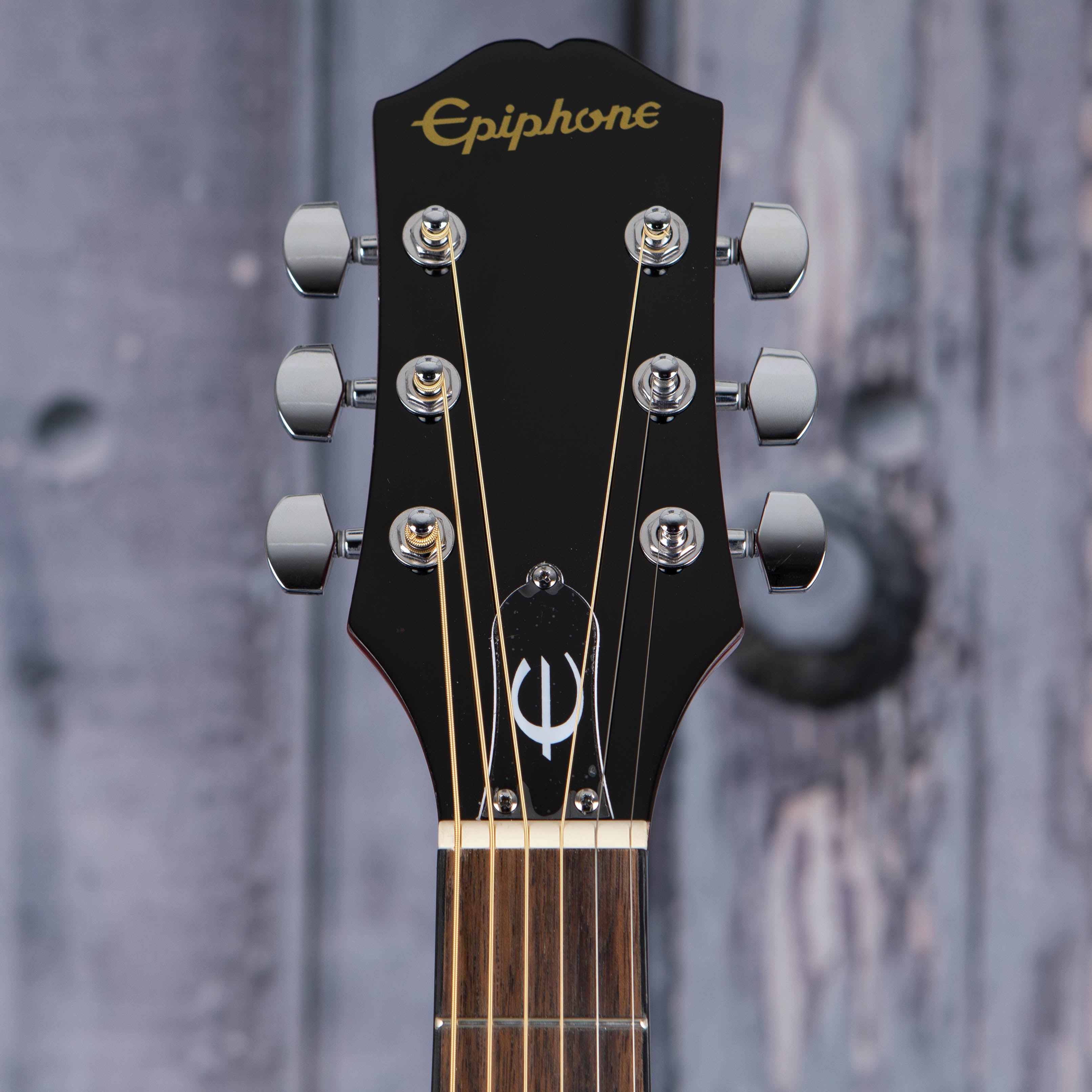 Epiphone Starling Acoustic Guitar, Wine Red, front headstock