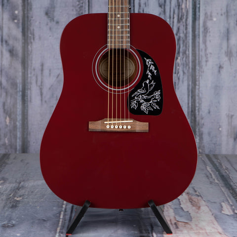 Epiphone Starling Acoustic Guitar, Wine Red, front closeup