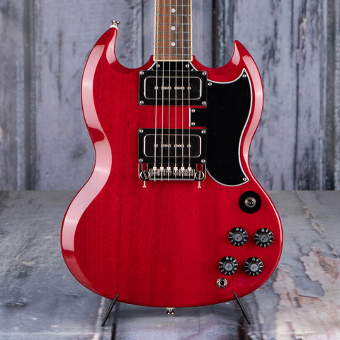 Epiphone Tony Iommi SG Special Electric Guitar, Sixties Cherry, front closeup