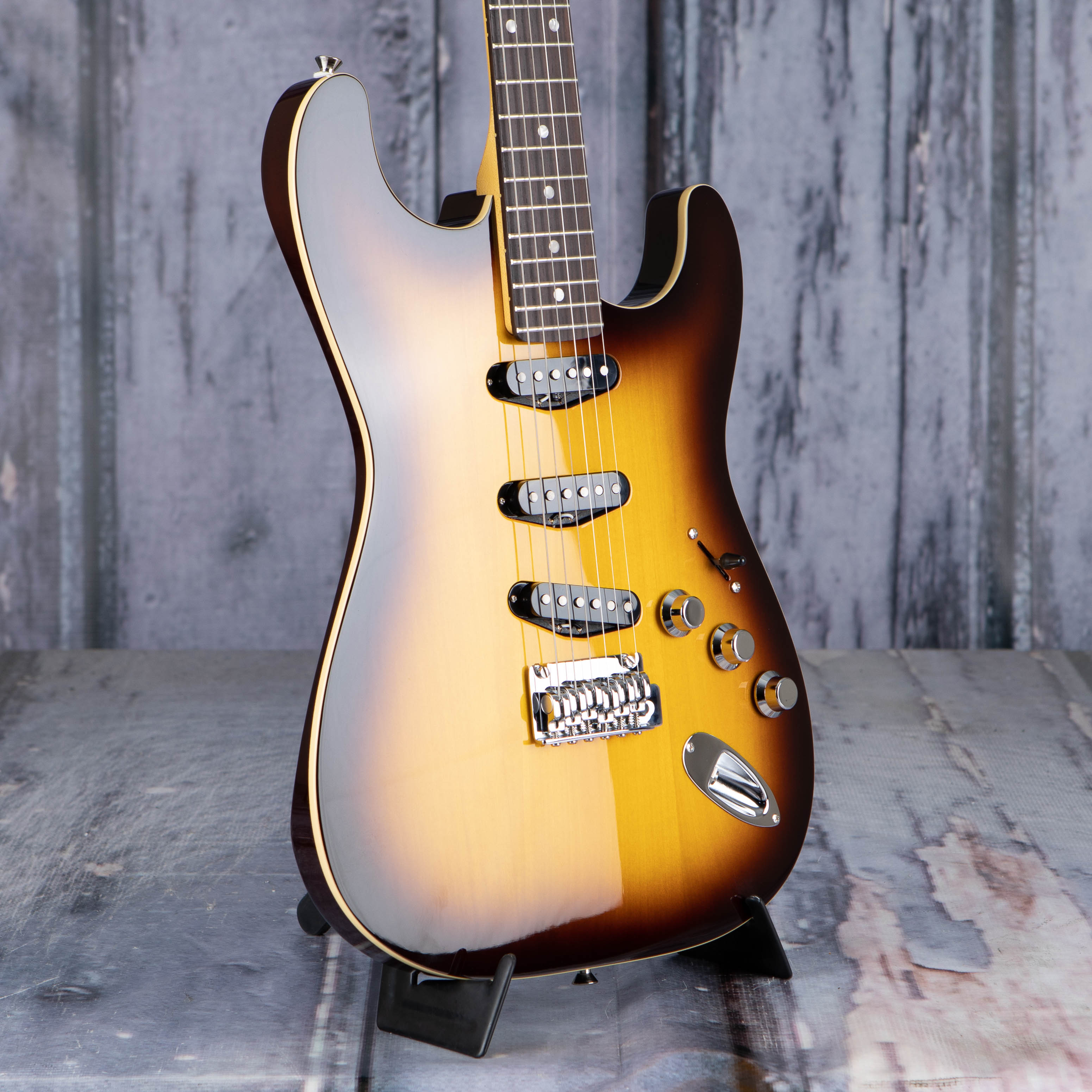 Fender Aerodyne Special Stratocaster Electric Guitar, Chocolate Burst, angle
