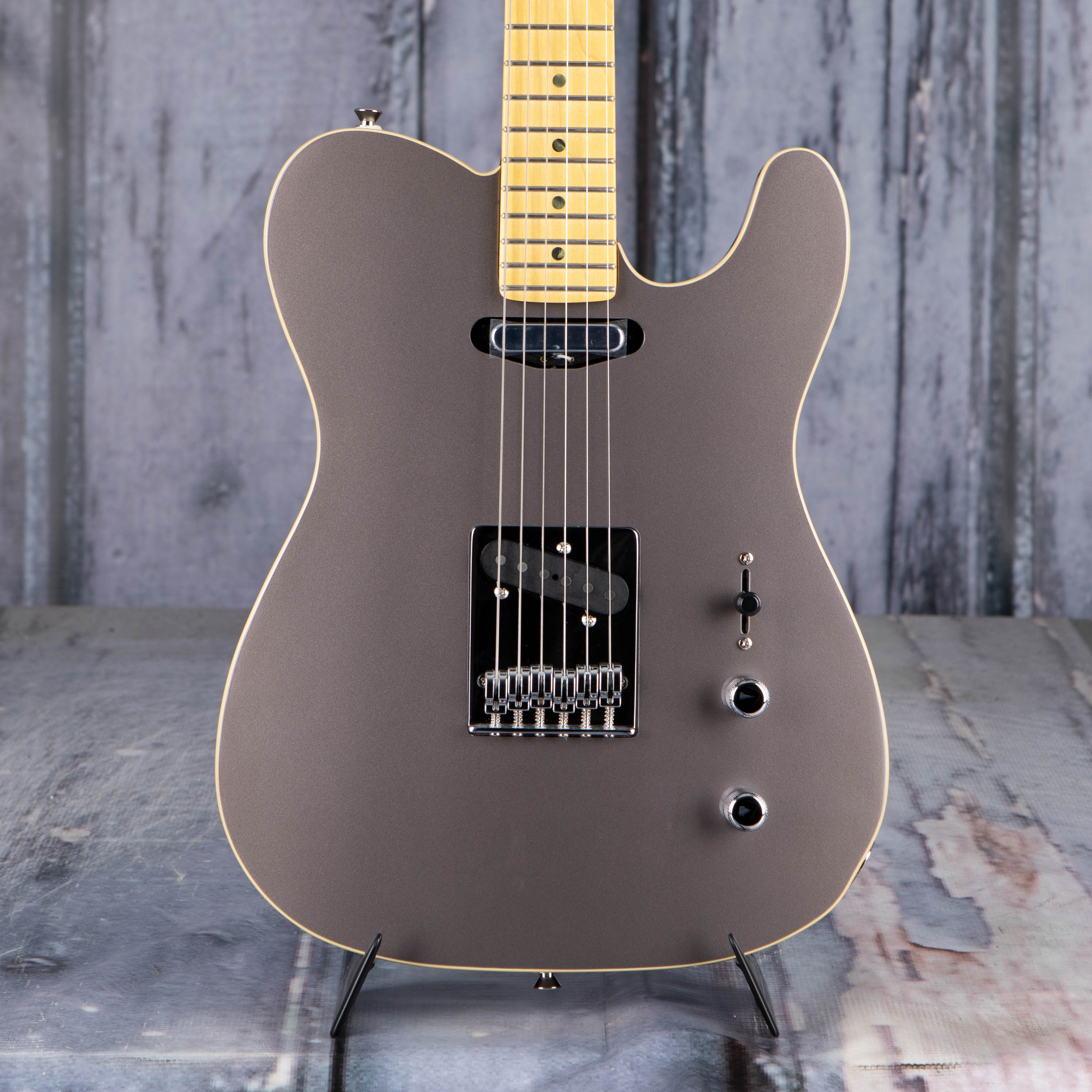 Fender Aerodyne Special Telecaster Electric Guitar, Dolphin Gray Metallic, front closeup