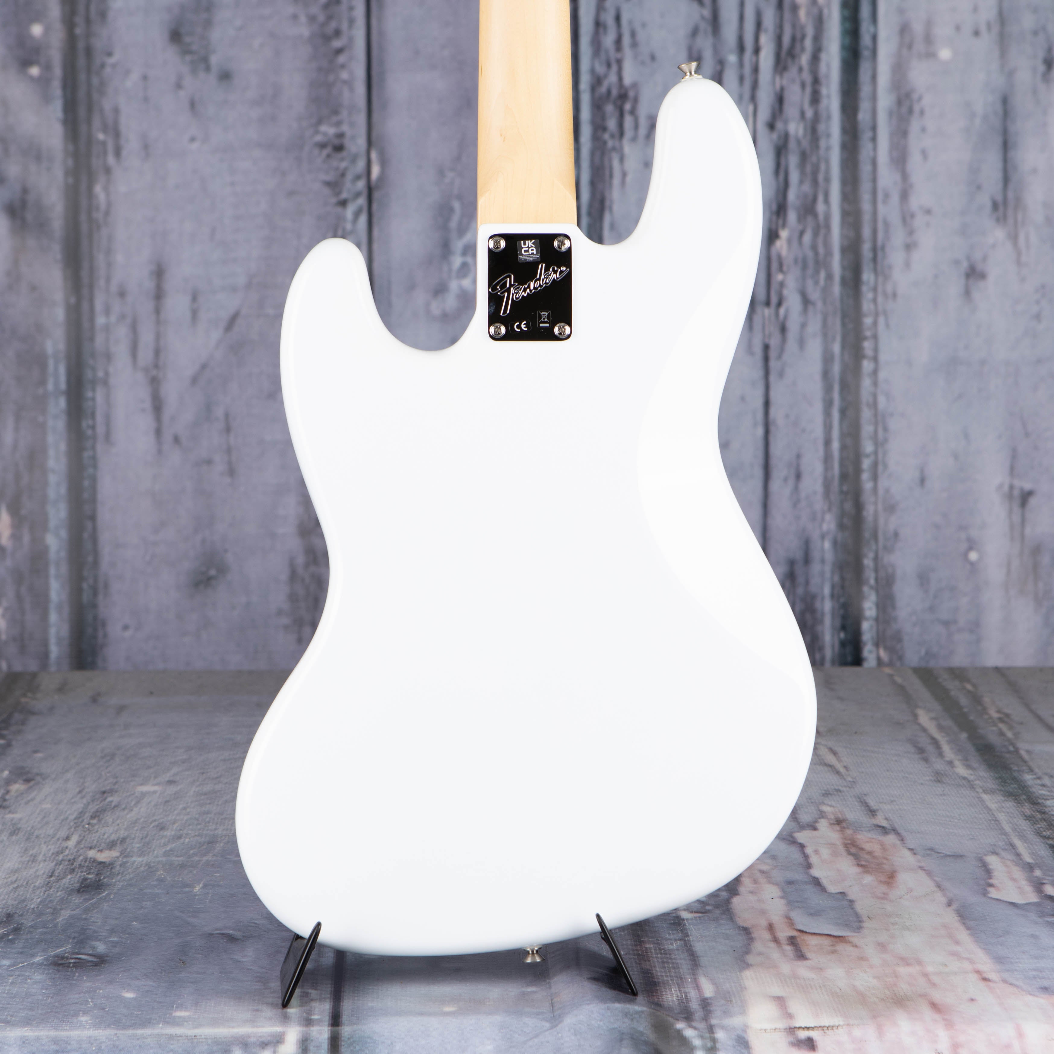 Fender American Performer Jazz Bass Guitar, Arctic White, back closeup
