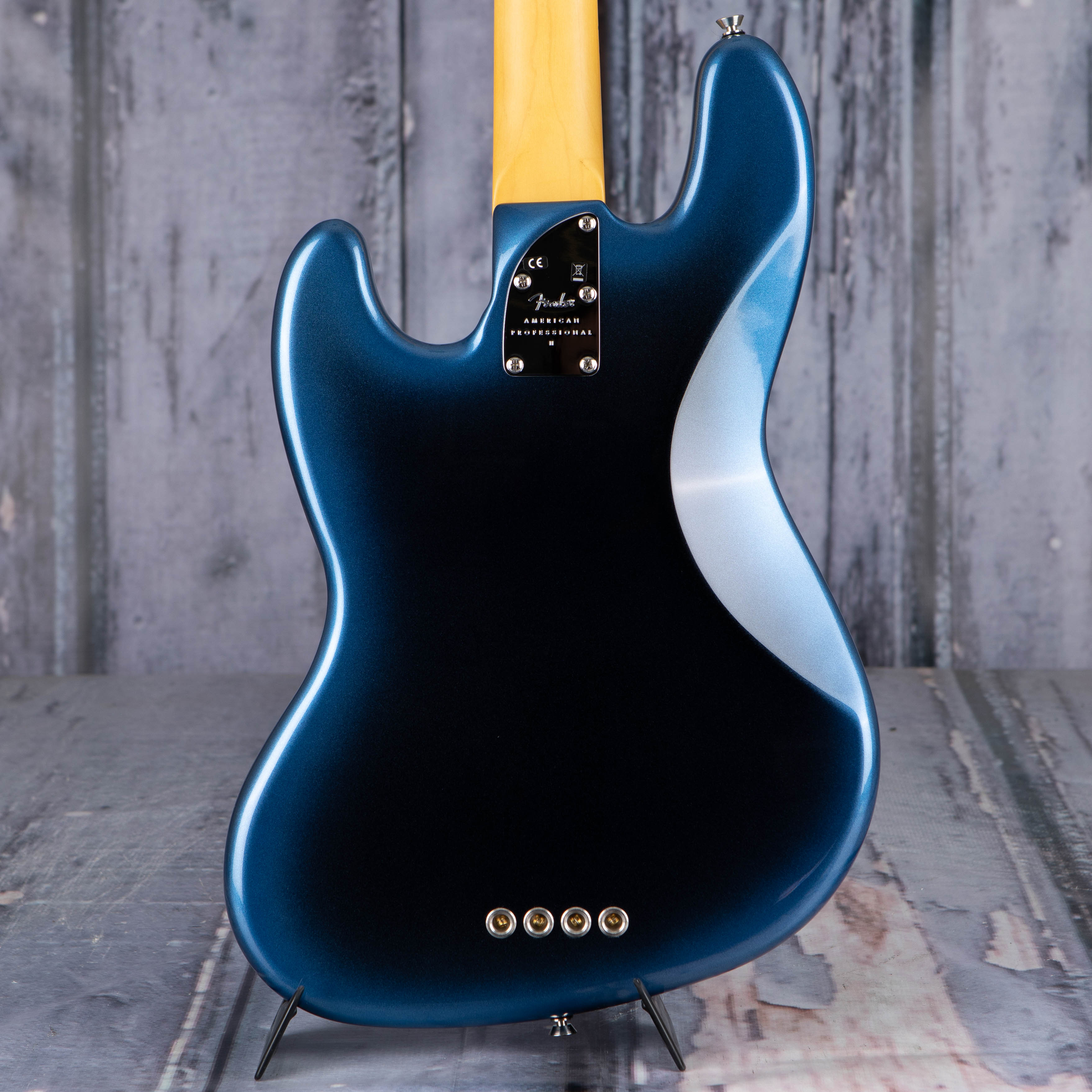 Fender American Professional II Jazz Bass Electric Guitar, Dark Night, back closeup
