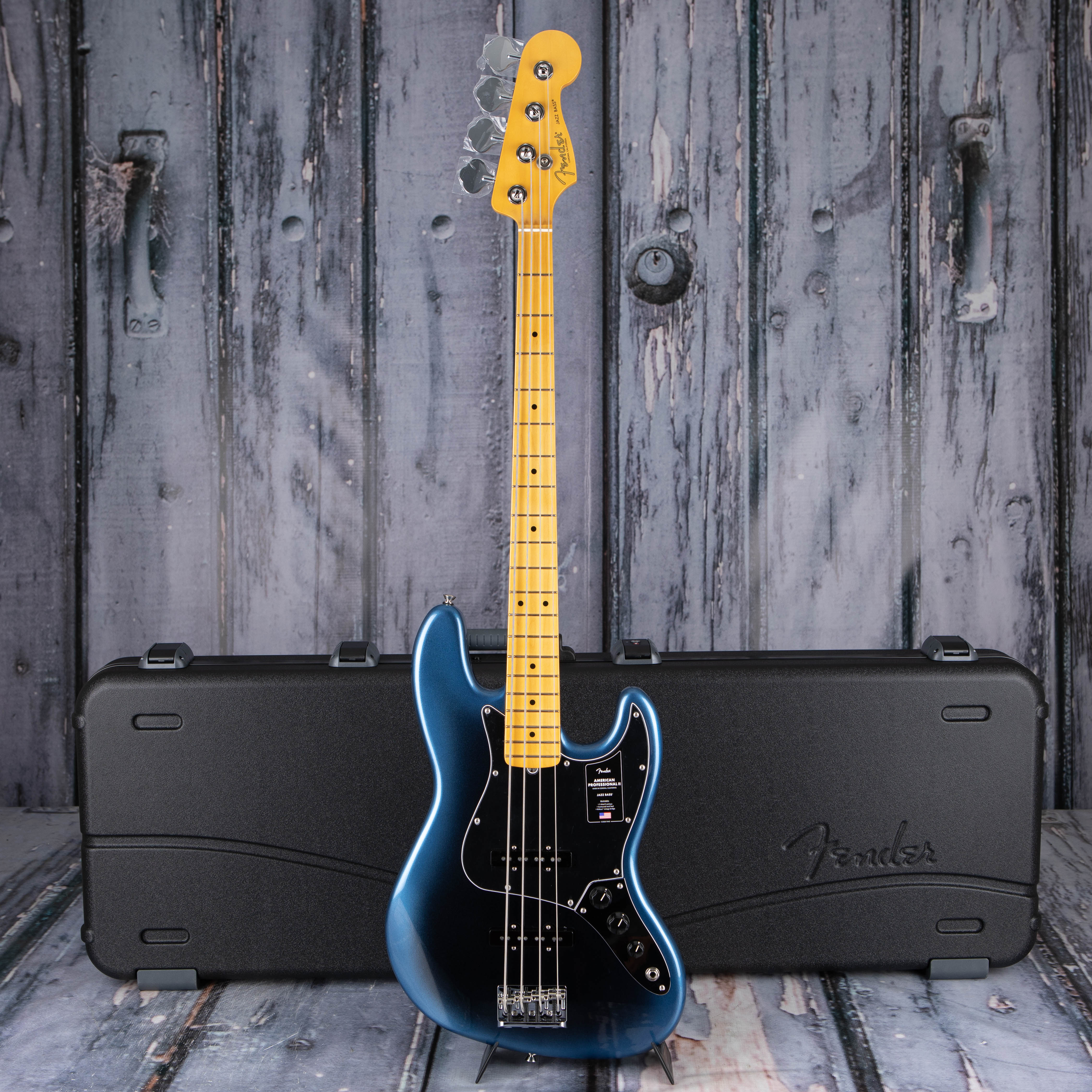 Fender American Professional II Jazz Bass Electric Guitar, Dark Night, case