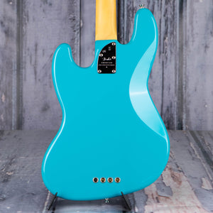 Fender American Professional II Jazz Bass Guitar, Miami Blue, back closeup