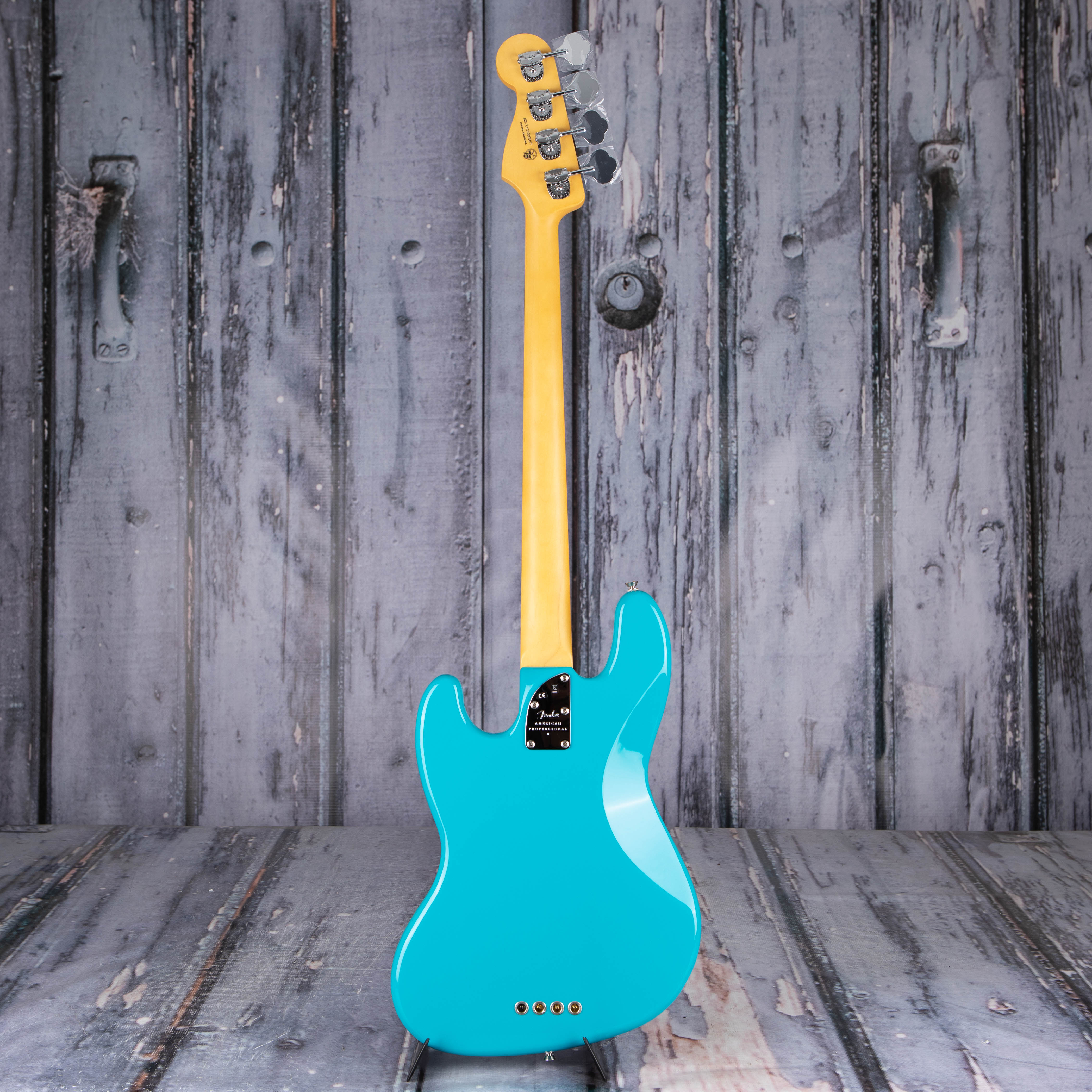 Fender American Professional II Jazz Bass Guitar, Miami Blue, back