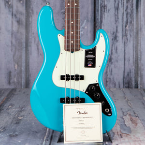 Fender American Professional II Jazz Bass Guitar, Miami Blue, coa